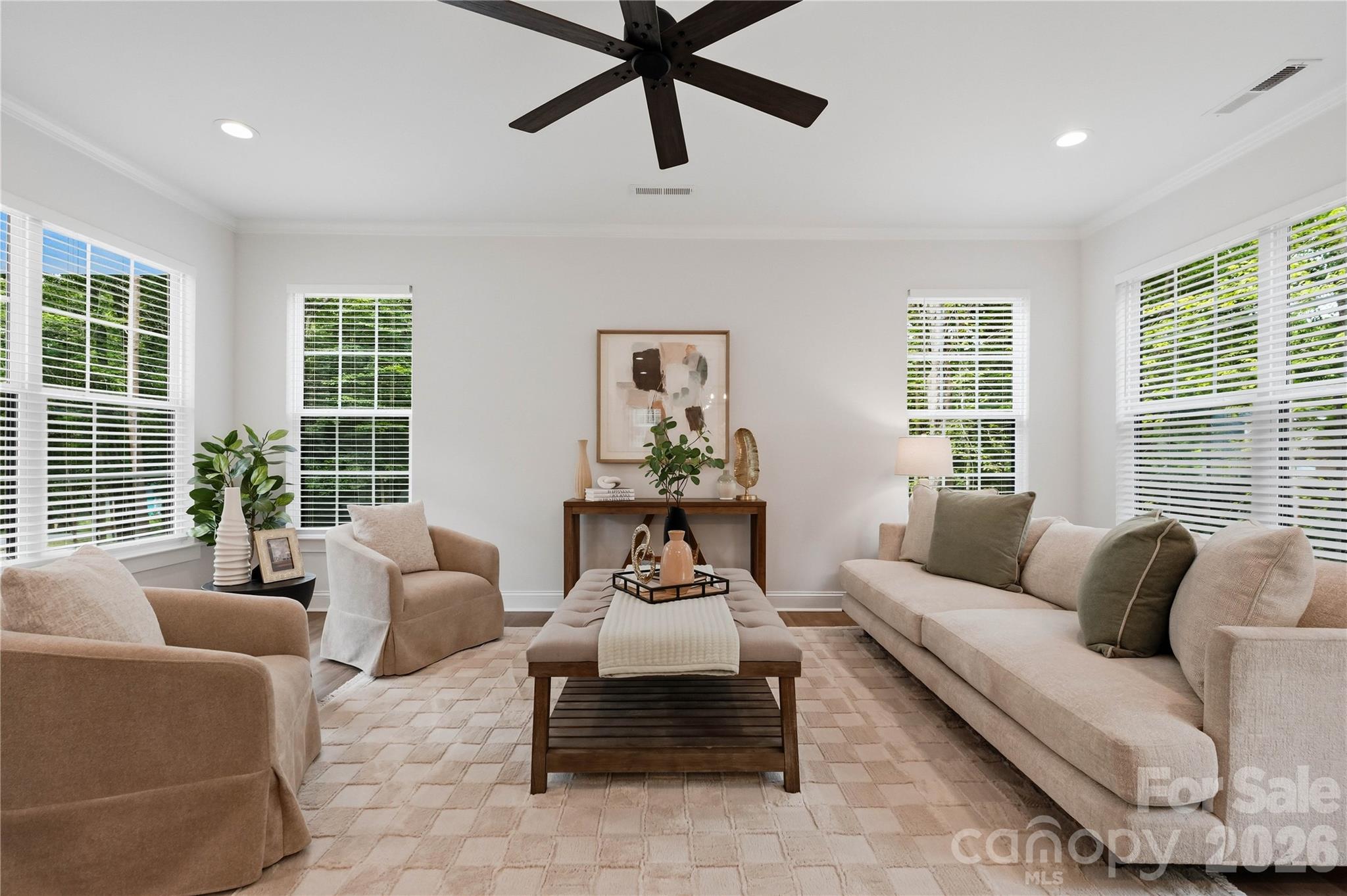 Plenty of natural light, ceiling fan and recessed lighting. - 14133 Woodhurst Lane, Mint Hill