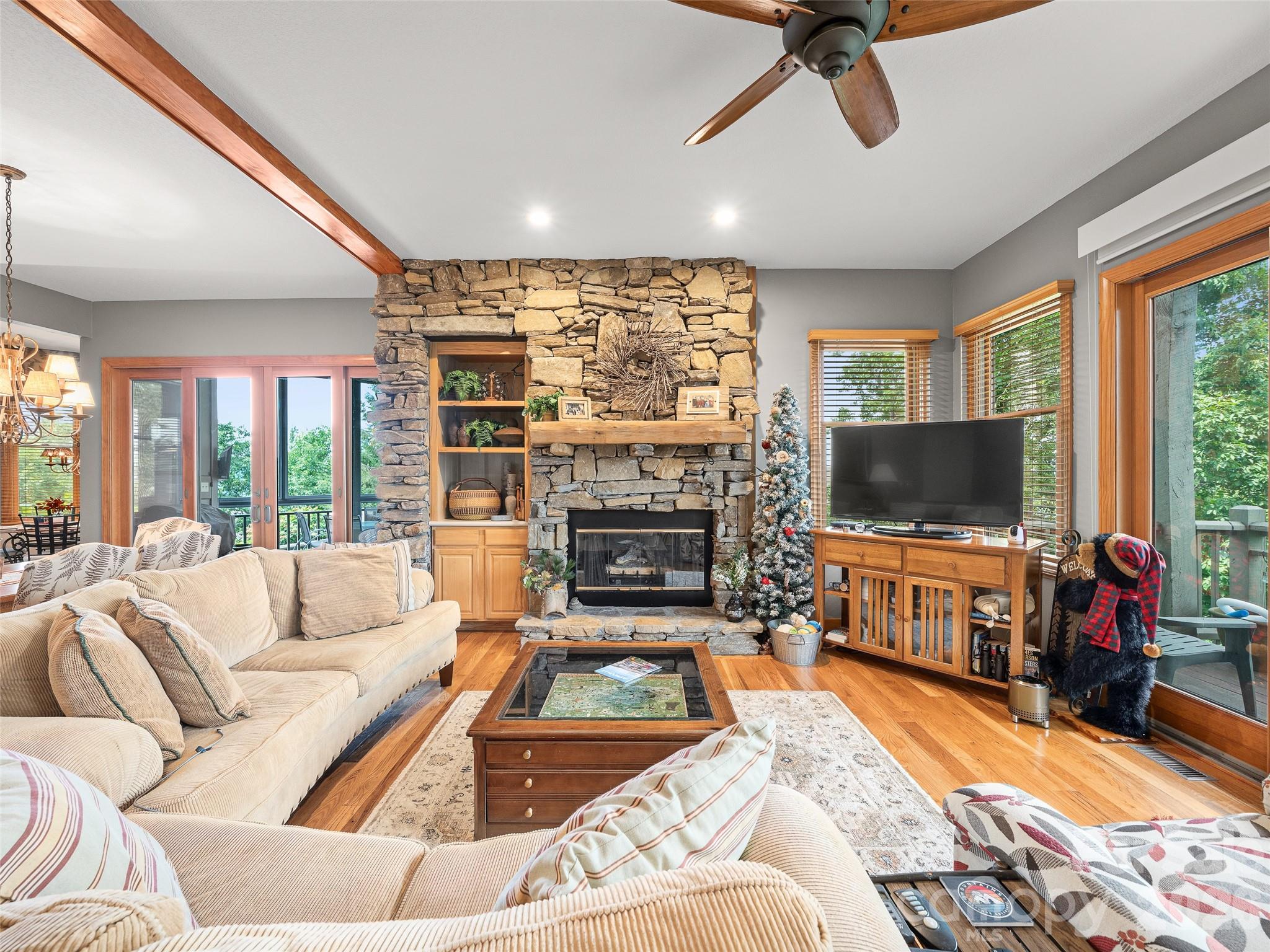 Stone-stacked fireplace - 81 Stoney Falls Loop, Burnsville