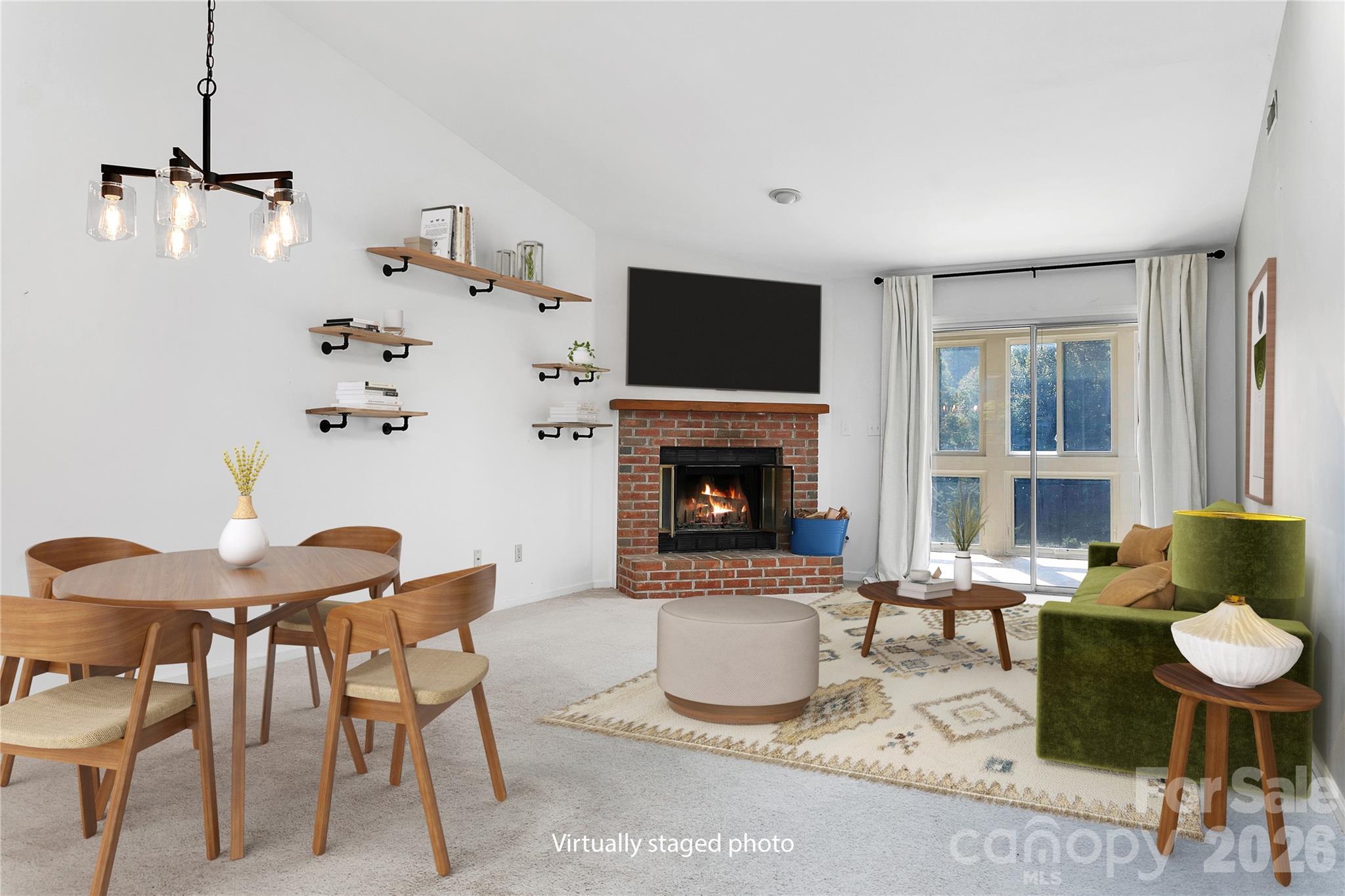 Virtually staged Dining and Living Area. - 110 Lakeview Court, Brevard