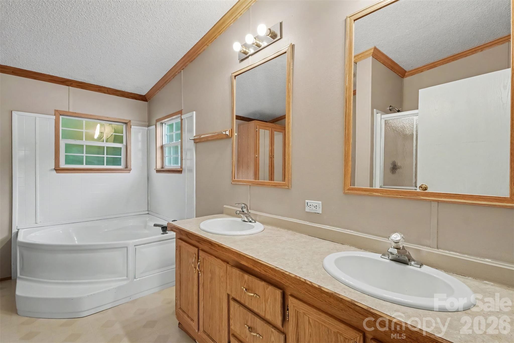 Primary bathroom includes double vanity, shower and tub - 373 Laney Street, Kannapolis
