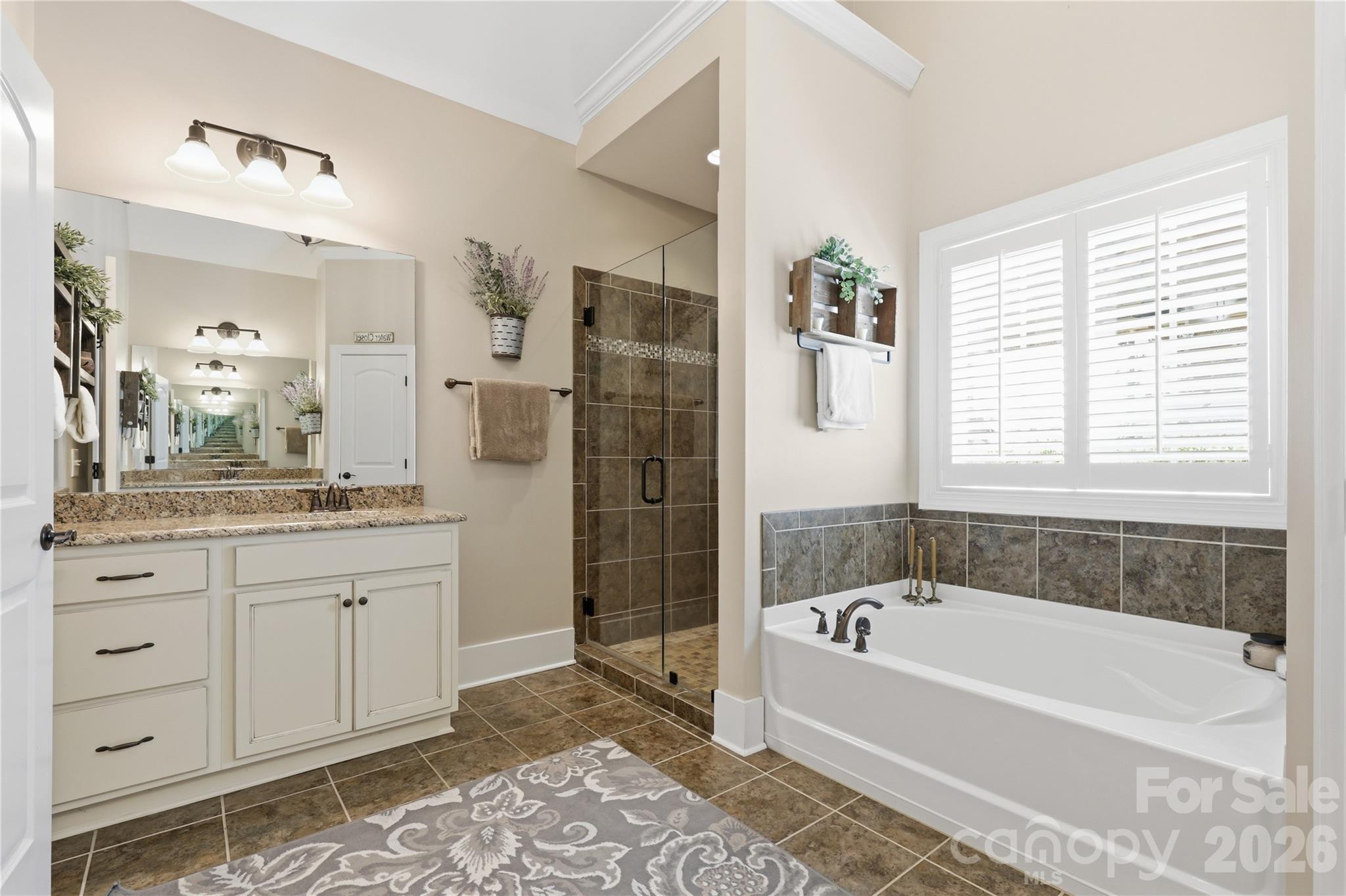 Primary Bath, with separate vanities, private water closet & shower - 304 Stutts Road, Mooresville