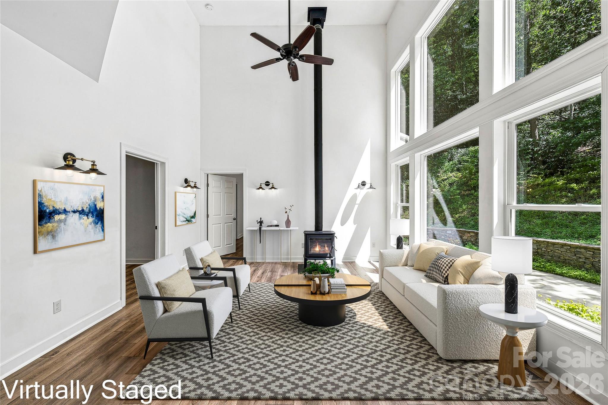 Soaring great room with abundant natural light - 820 Merrills Cove Road, Asheville