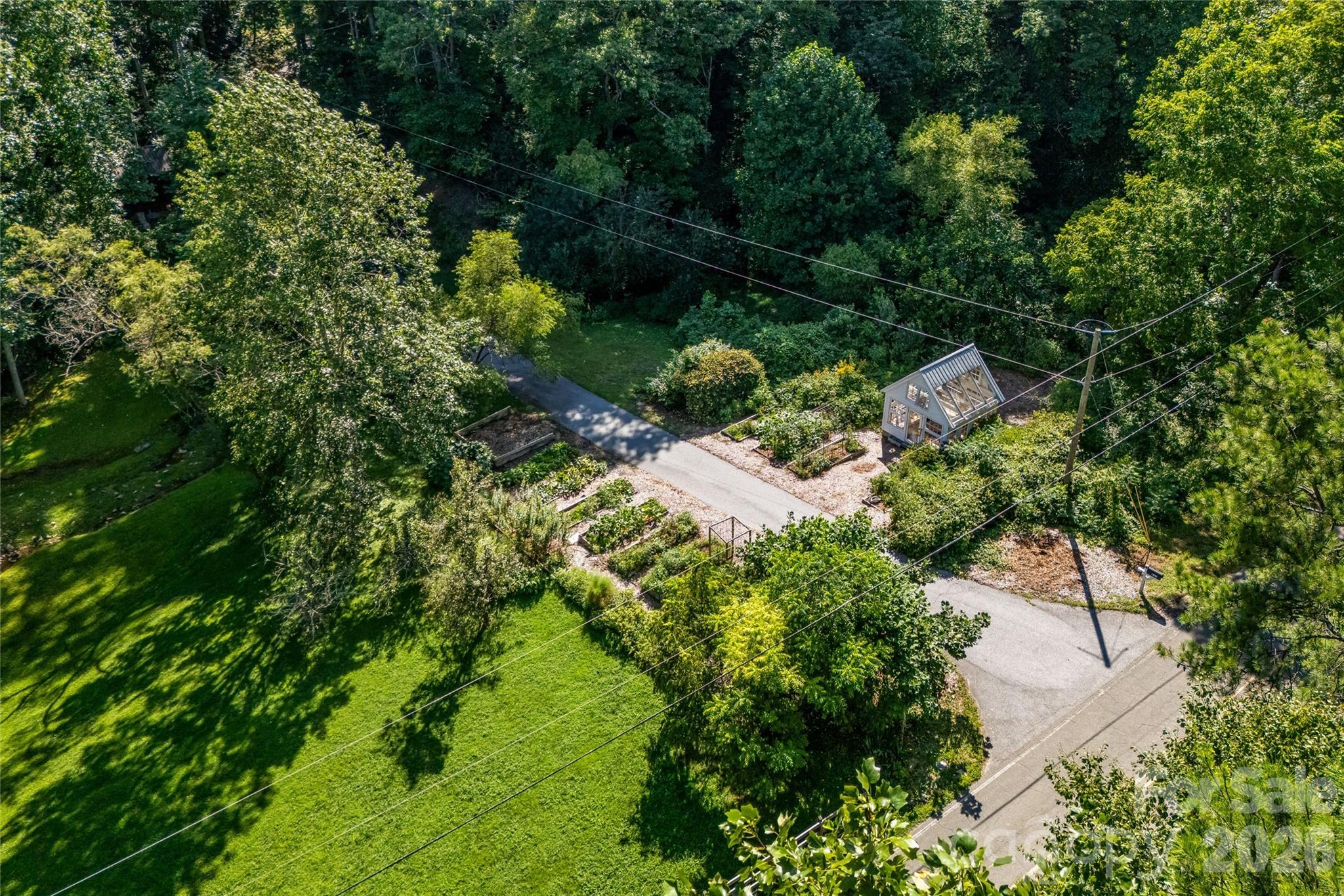 Aerial view of gardens and acreage - 820 Merrills Cove Road, Asheville