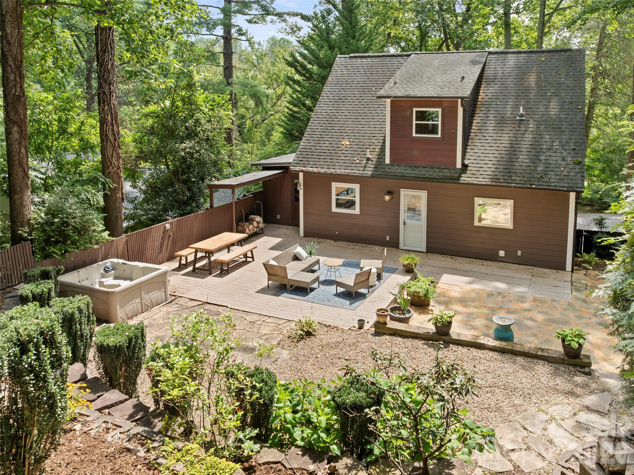 Backyard looking from finished shed. - 28 Marne Road, Asheville