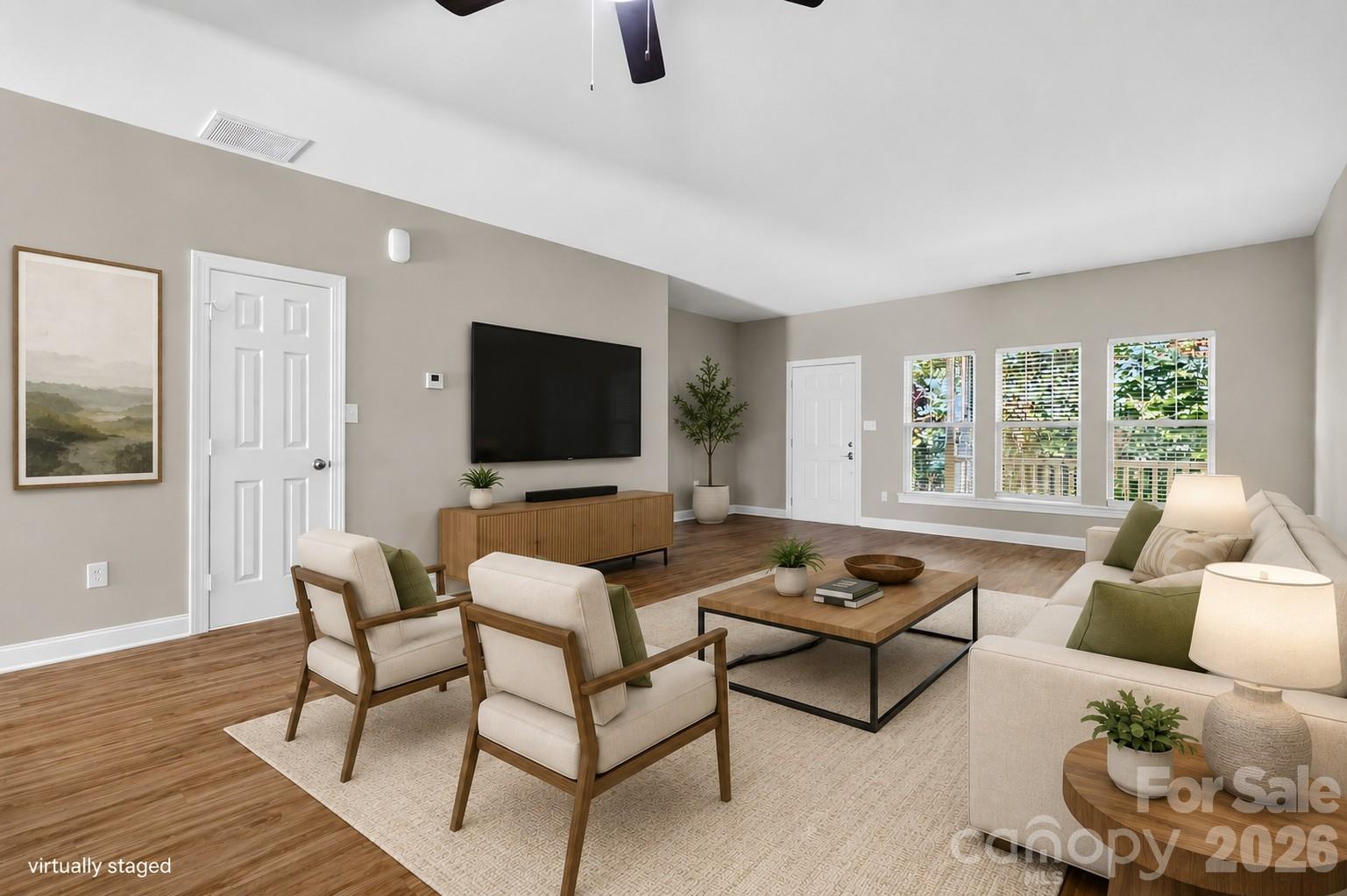 Virtually Staged Living Room - 105 Putter Place, Mooresville