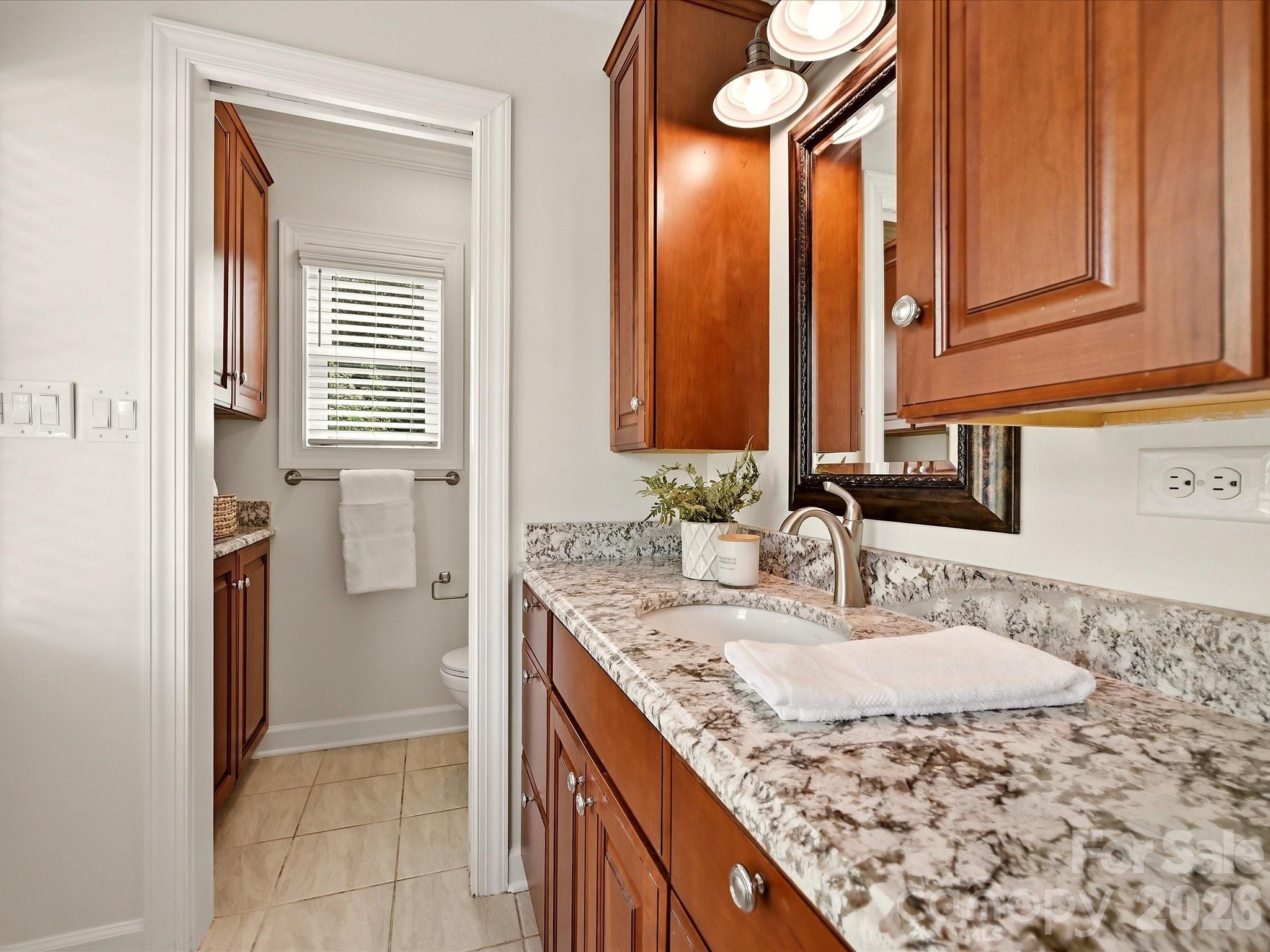 Primary bathroom with granite counters and private shower! - 20845 Lagoona Drive, Cornelius
