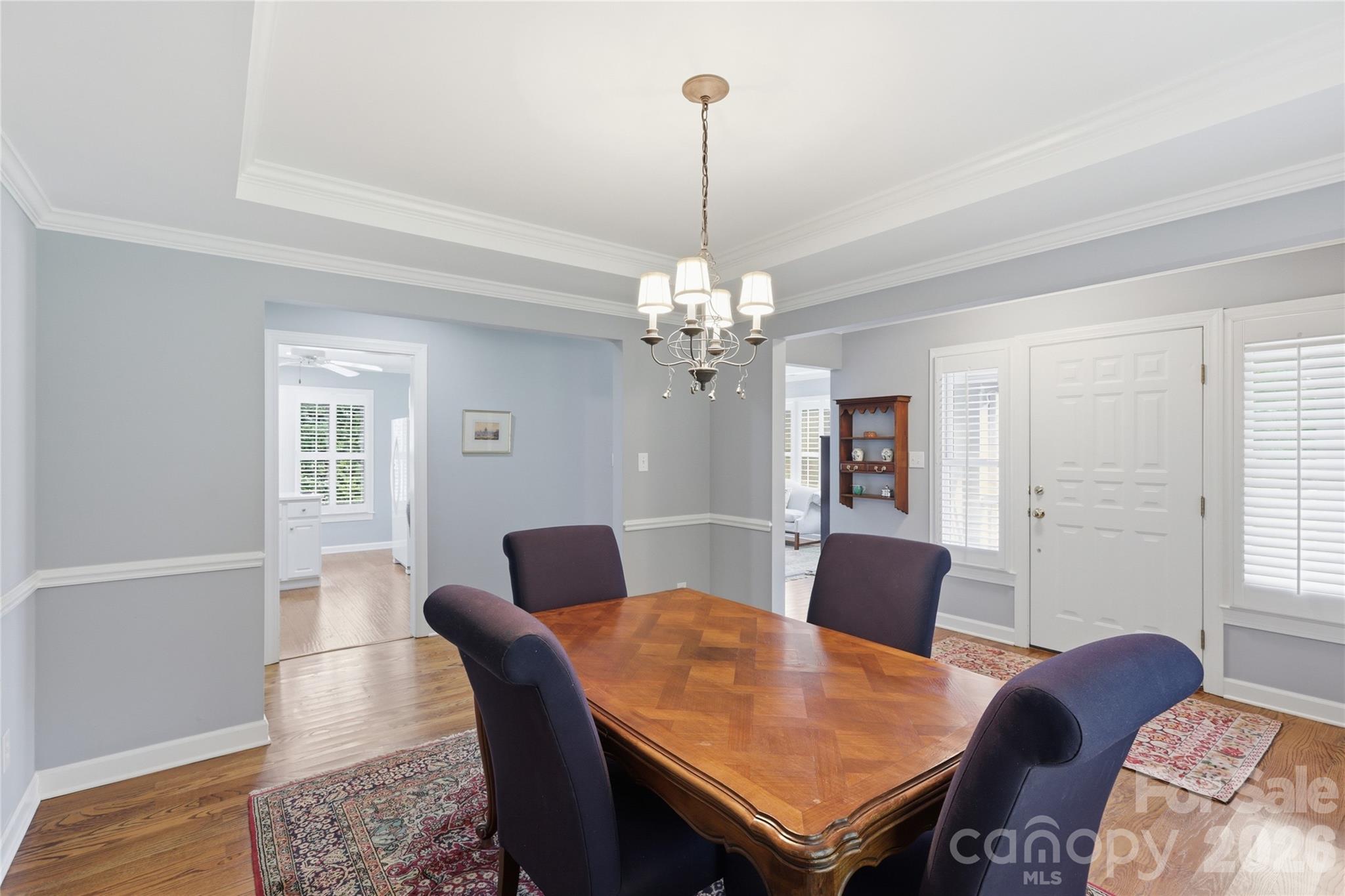 Coffered Ceiling, light filled, Plantation shutters - 18 Creekside Way, Asheville