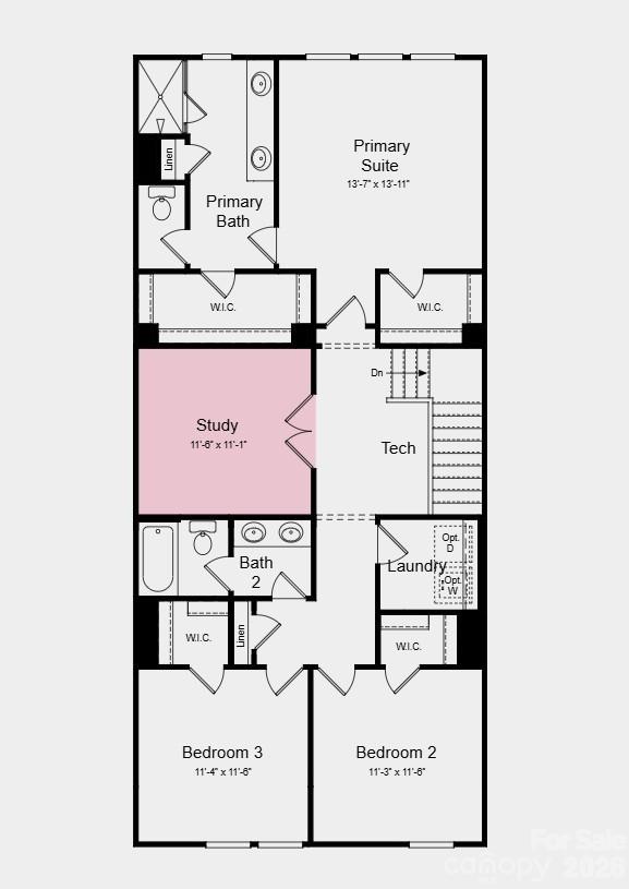 Second Floor Plan - Additional Highlights Include: quick treads on stairs, laminate flooring in the great room, and roll out trash can cabinet in the kitchen - 529 Silver Star Boulevard, Indian Trail