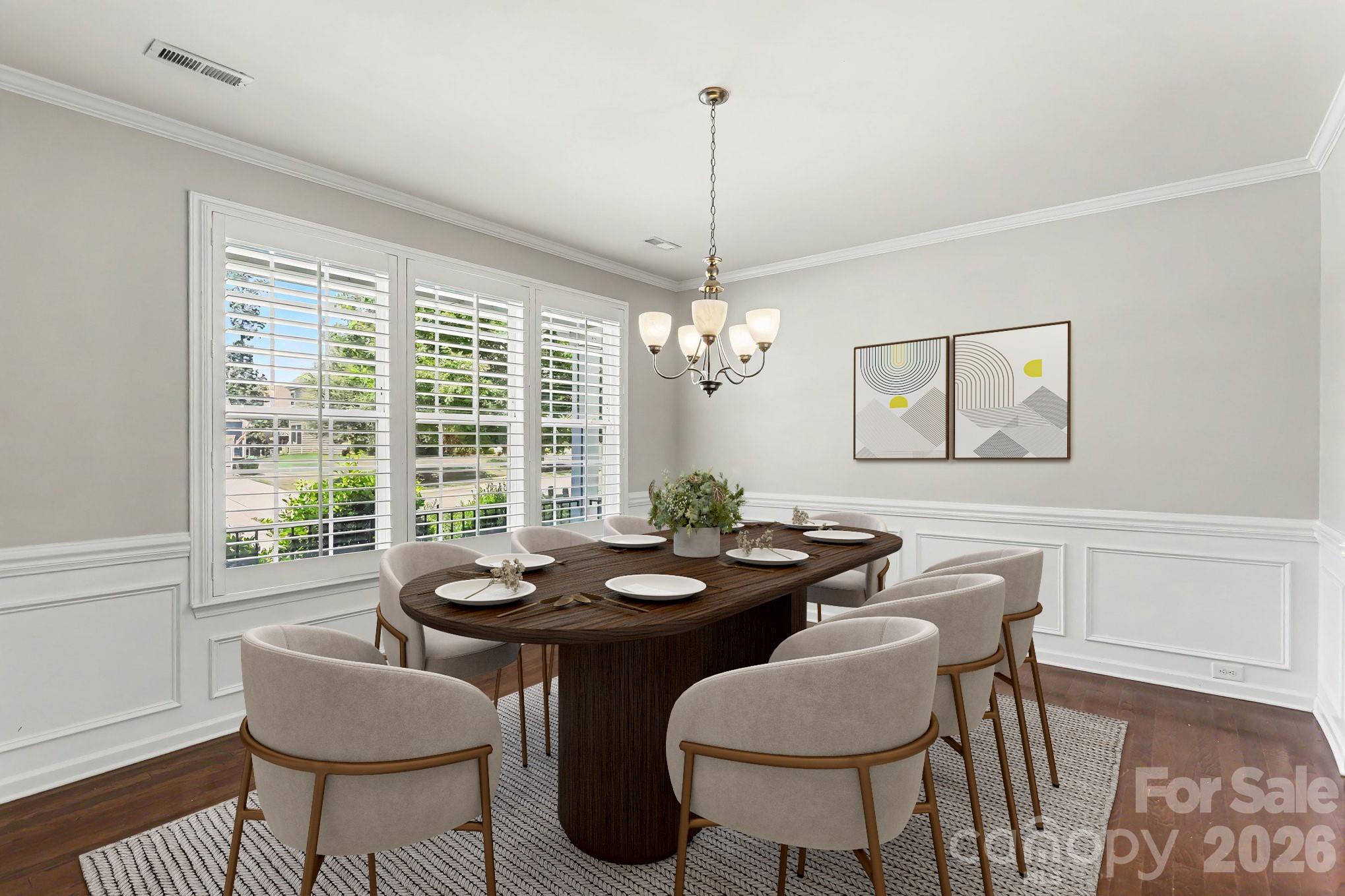 Virtually staged dining room - 487 Moses Drive, Fort Mill