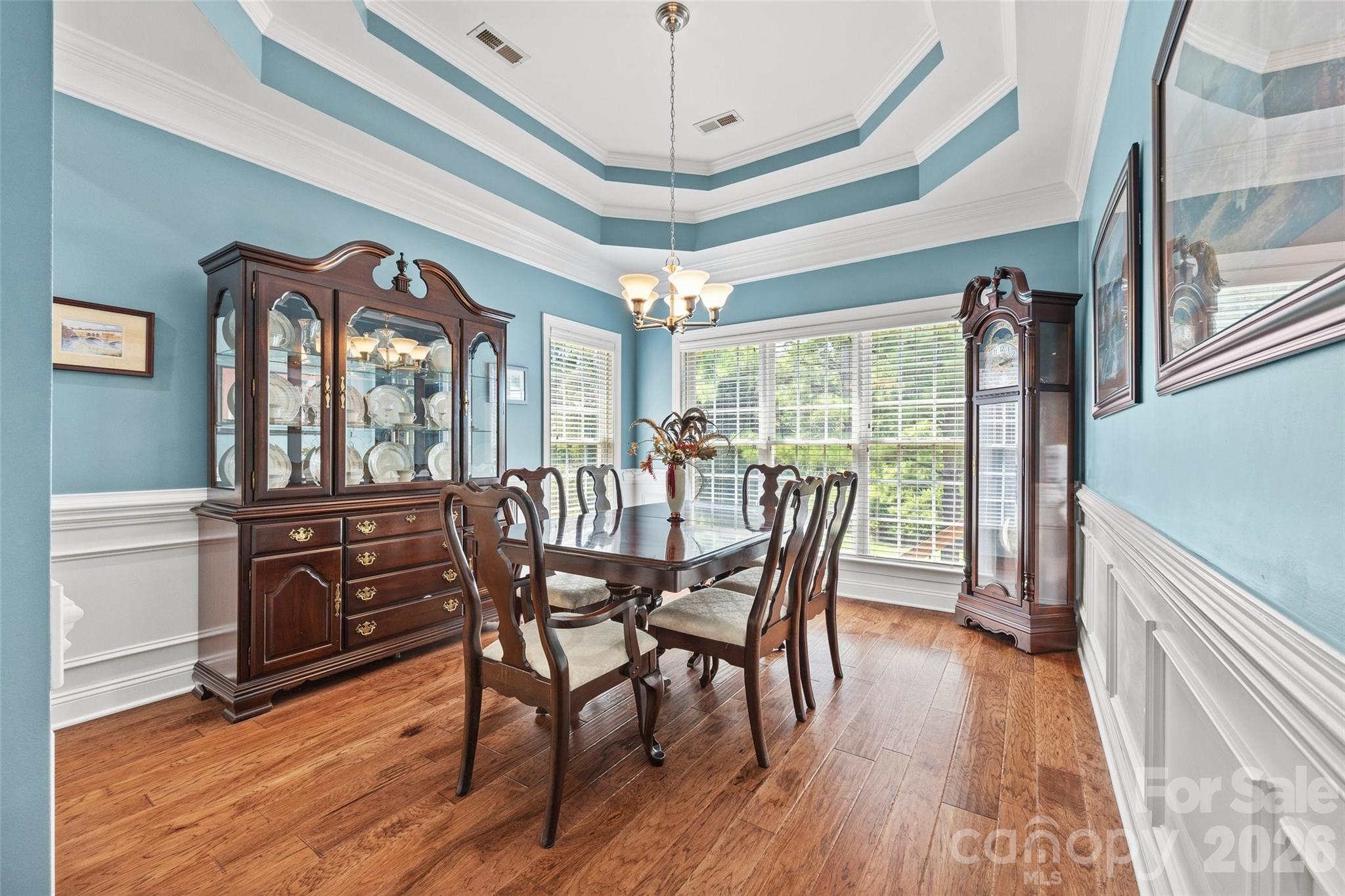 Tiered Trey Ceiling in the Dining Room. Beautiful moldings - 771 Cherry Hills Place, Rock Hill