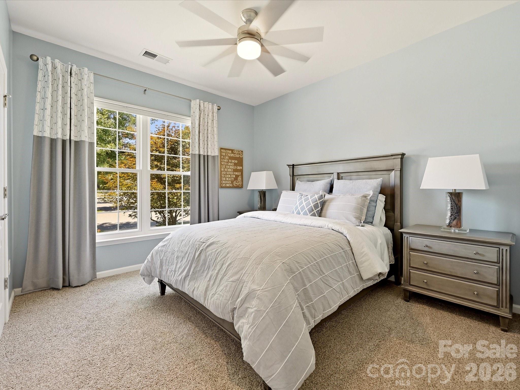 Bedroom 2 with Black out Shades, Fan and Custom Closet System. New Carpeting Too! - 5060 Big Bend Drive, Lancaster