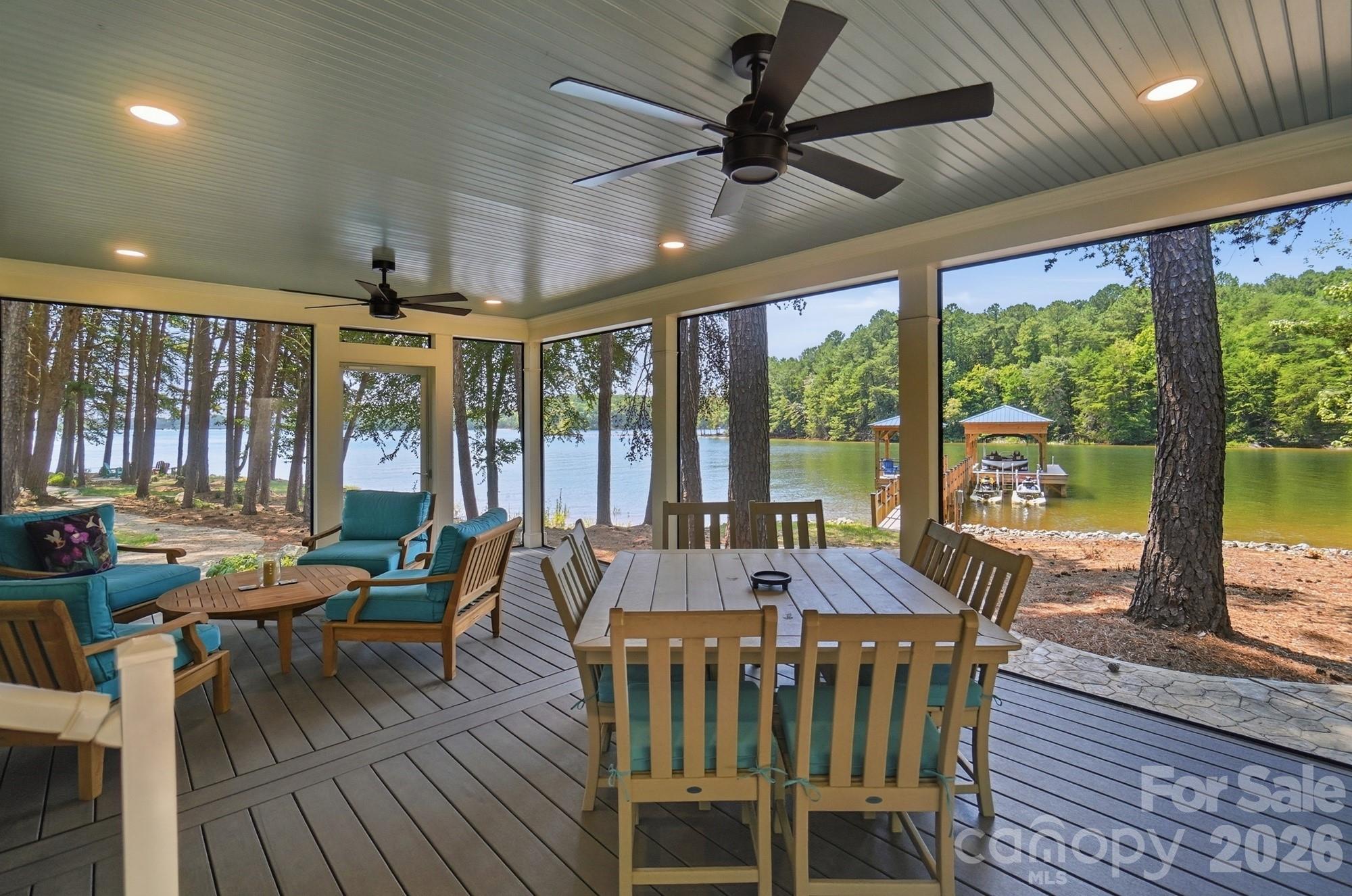 Screened porch off kitchen - al fresco dining with amazing views - 9265 Belle Pines Court, Sherrills Ford