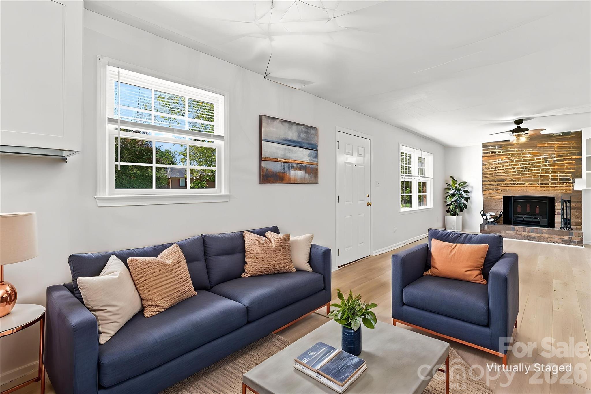 Virtually Staged Living Room - 411 E Tennessee Avenue, Bessemer City