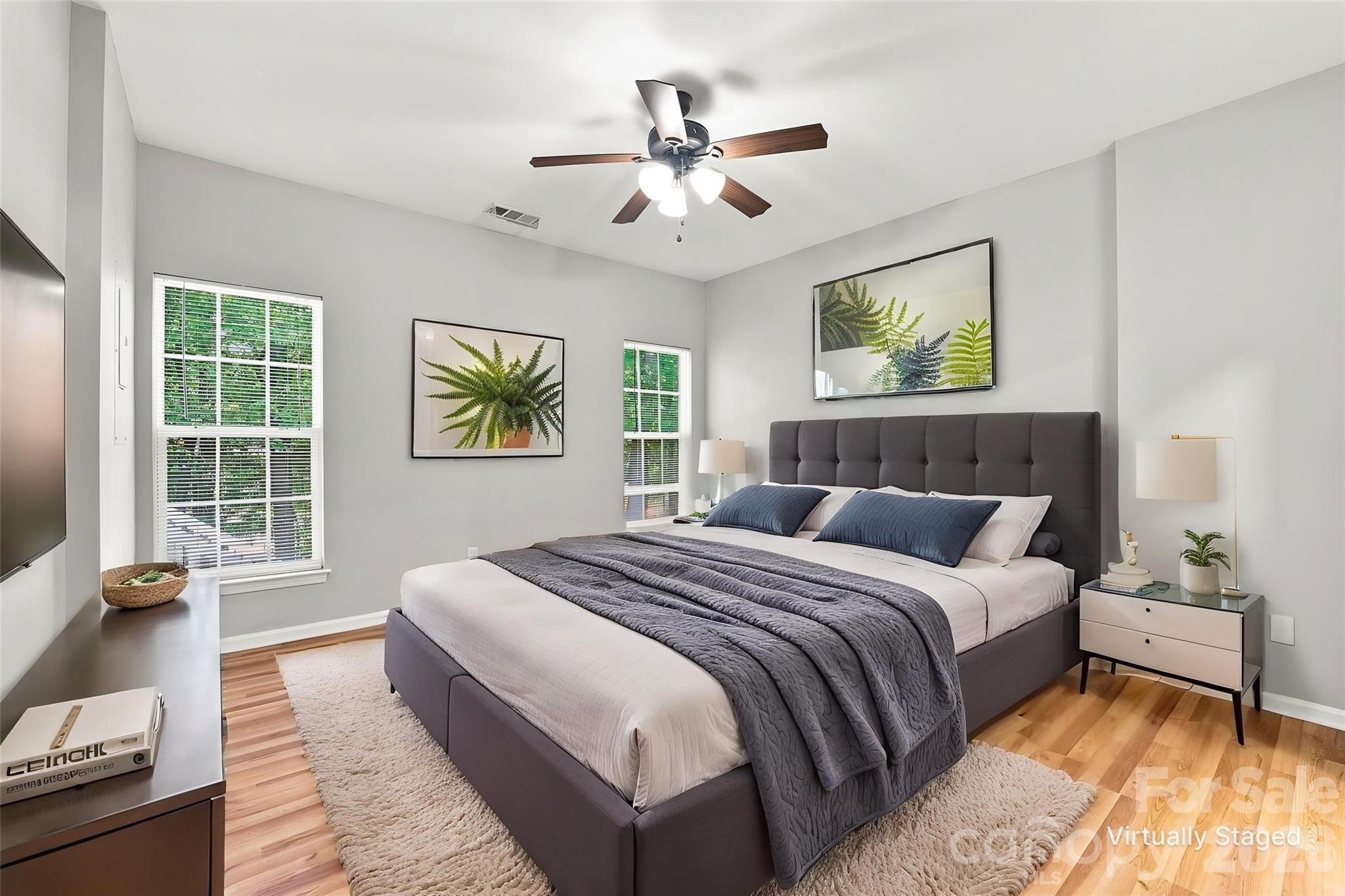 Virtually Staged Primary Bedroom - 121 Kase Court, Mooresville