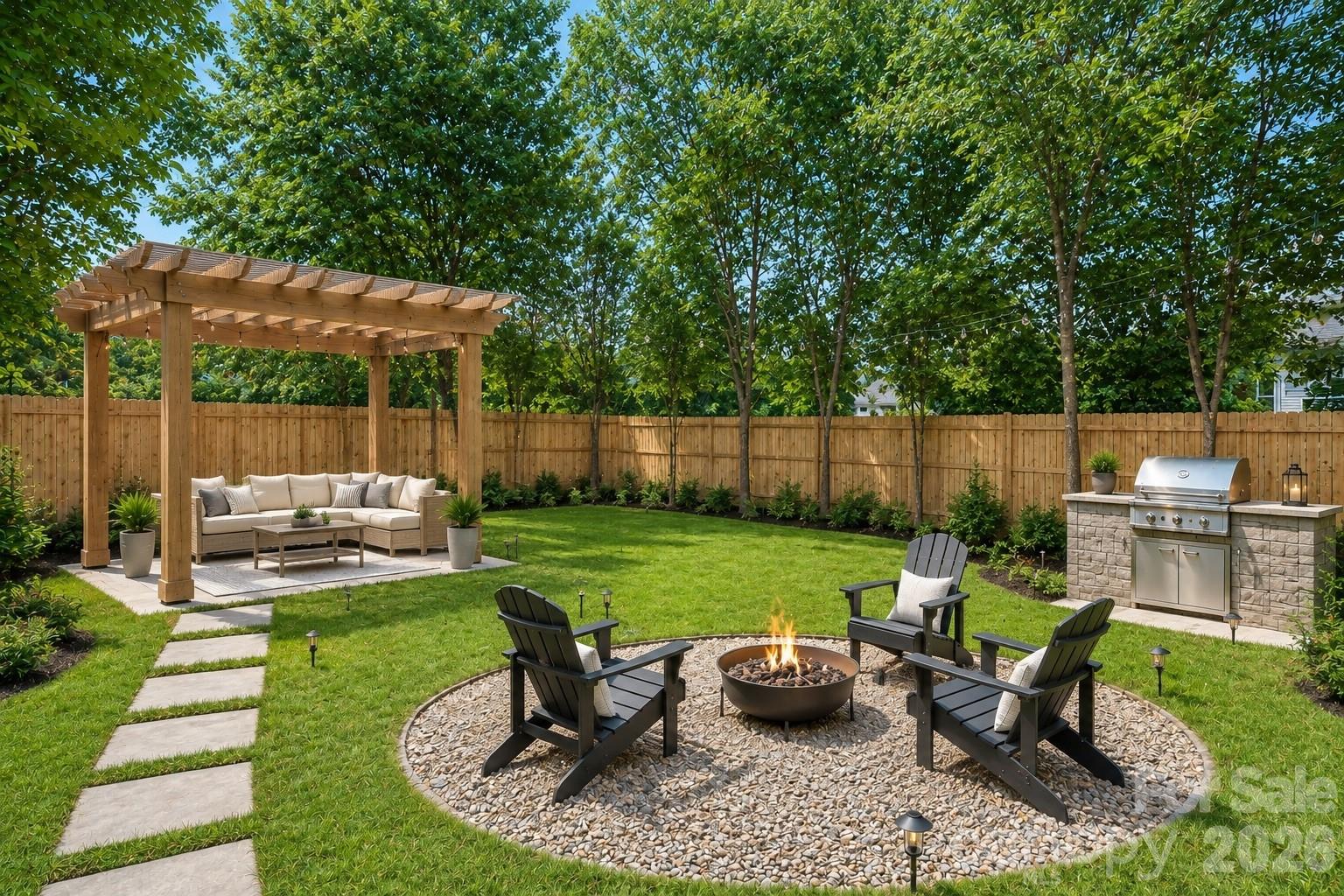 Fully fenced backyard. Virtually staged - Daylight - 104 1st Avenue, China Grove