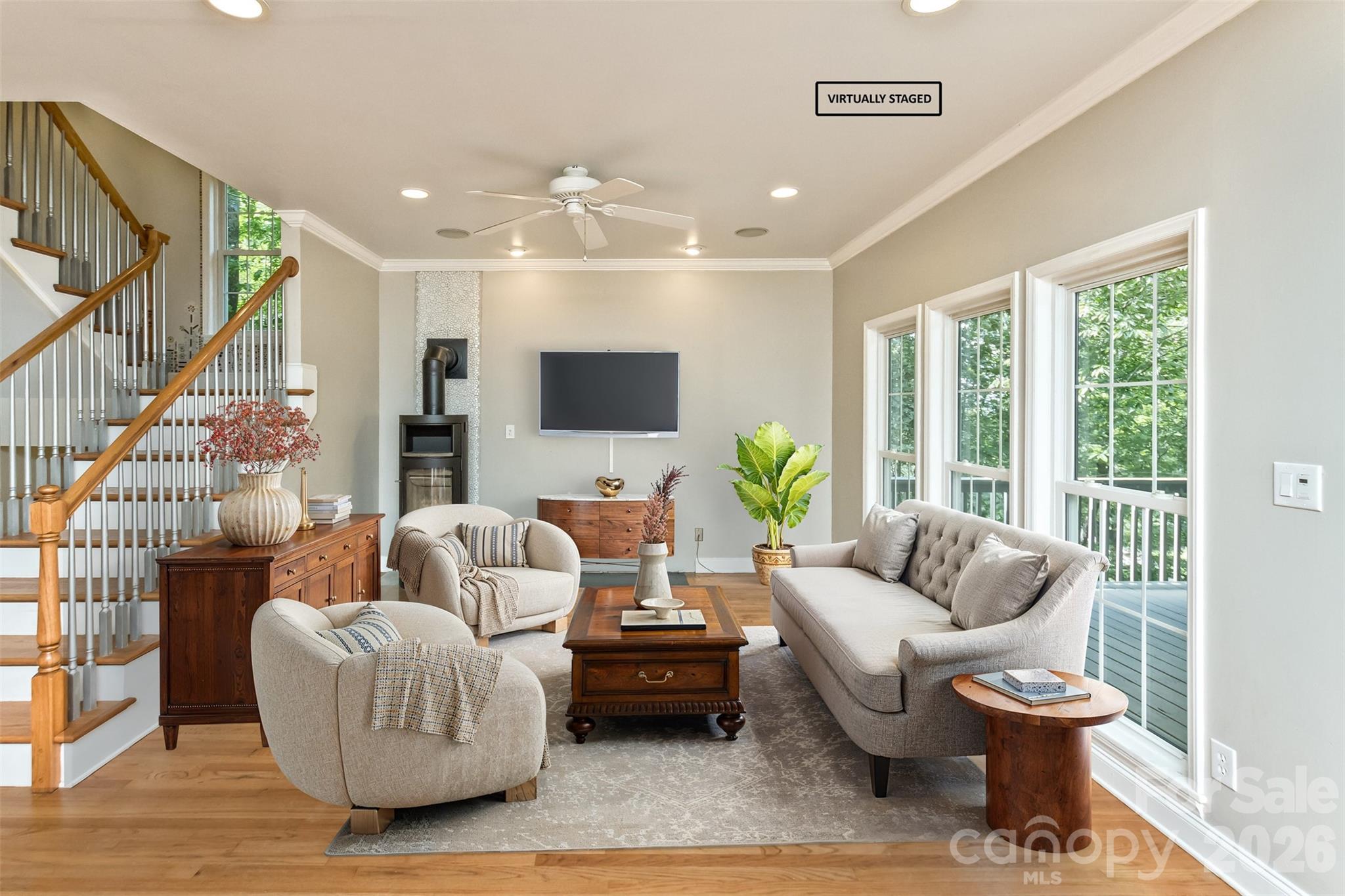 Virtually Staged Living Room - 113 Ballantree Drive, Asheville