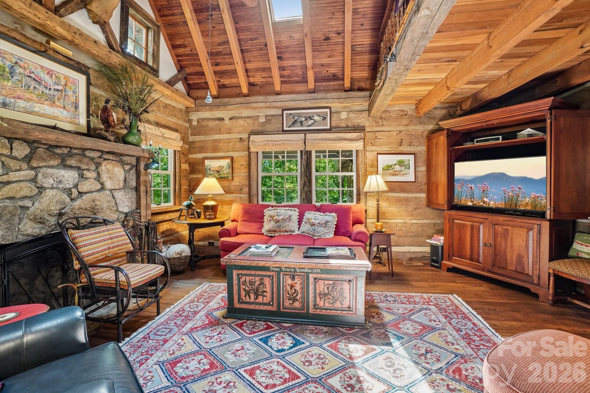 Stone Wood Burning Fireplace - 311 Wonderly Lane, Mars Hill