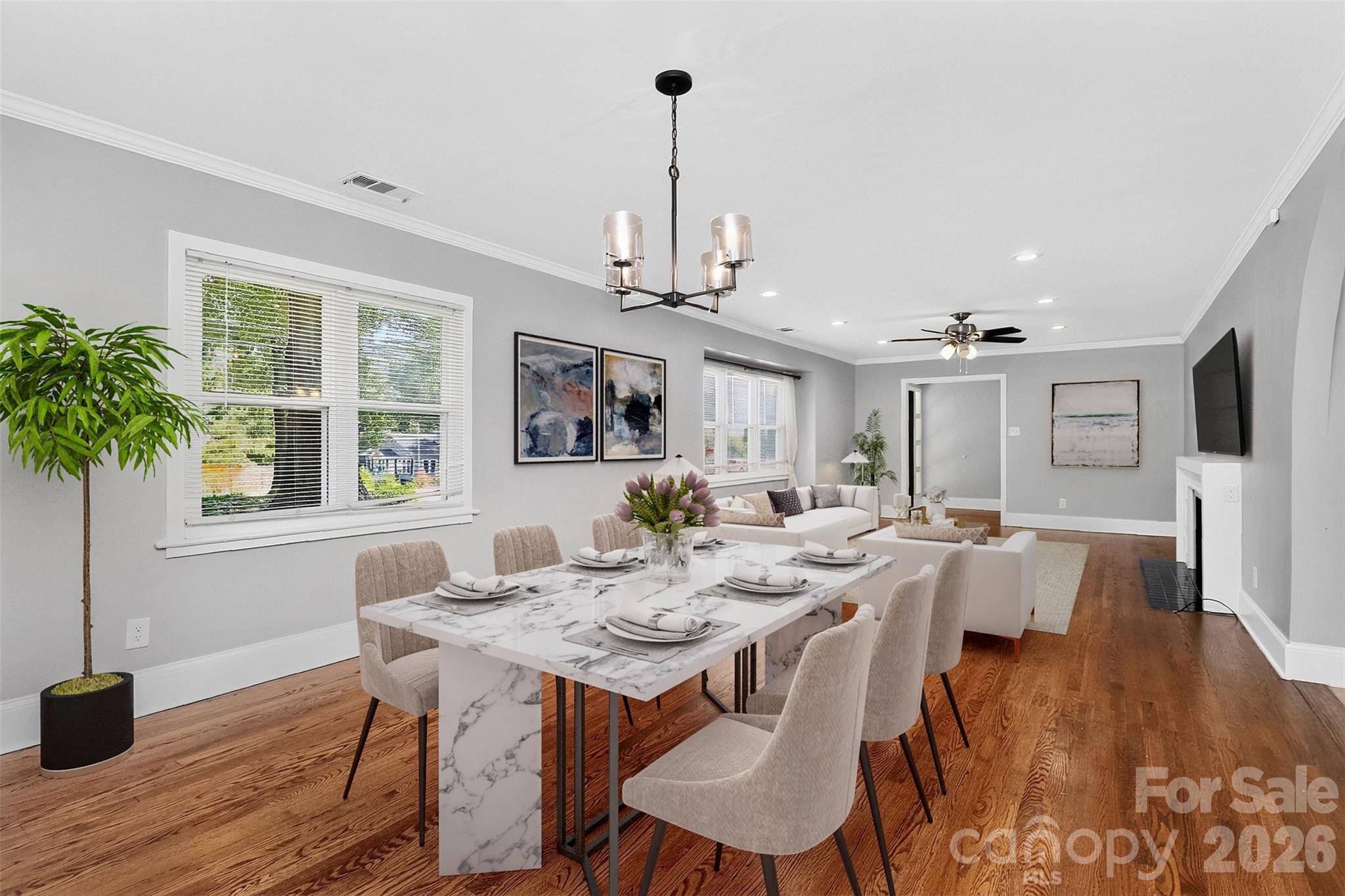 Virtually Staged Dining Room & Front Living Room Room - 704 Lancaster Avenue, Monroe