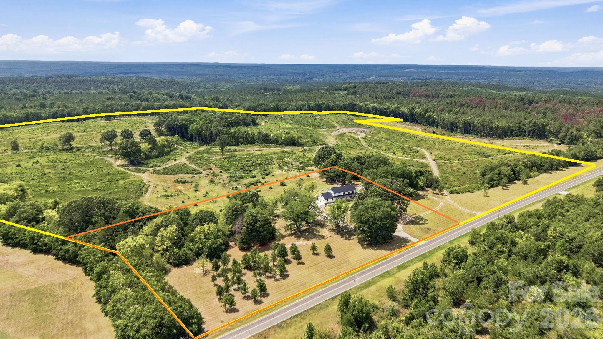 98+/- acres outlined in yellow. The home and 5.4+/- acres can also be purchased (property lines are approximate) - 01 Old Cheraw Highway, Rockingham