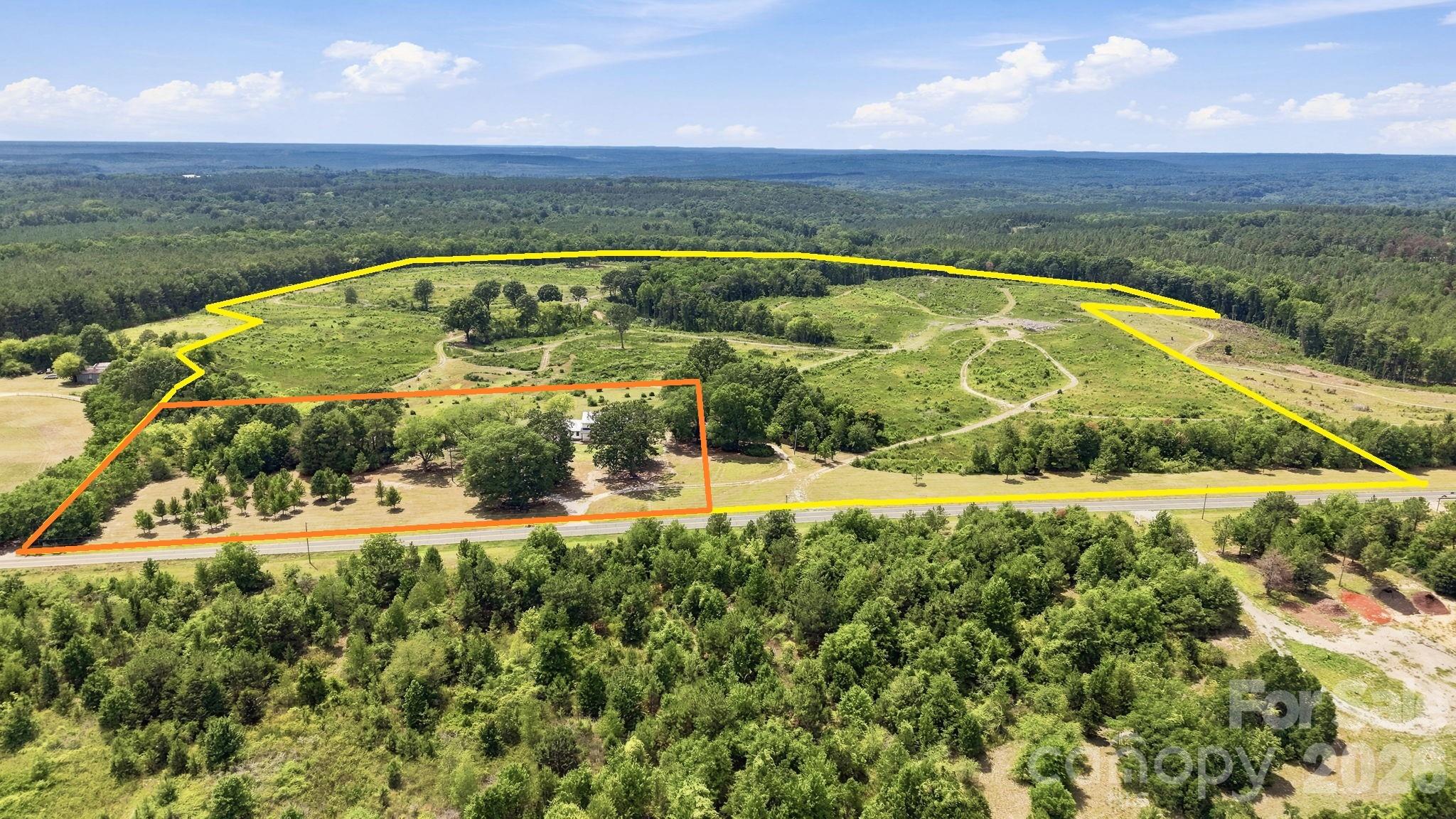 98+/- acres outlined in yellow. The home and 5.4+/- acres can also be purchased (property lines are approximate) - 01 Old Cheraw Highway, Rockingham