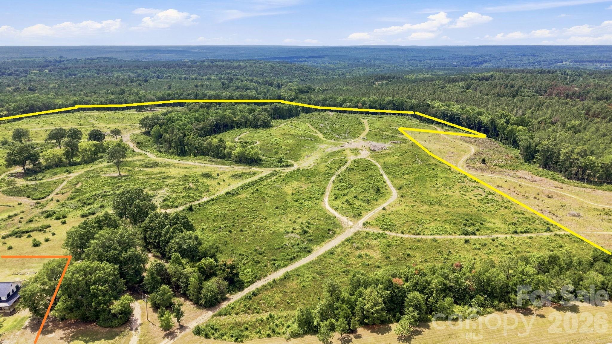 98+/- acres outlined in yellow. The home and 5.4+/- acres can also be purchased (property lines are approximate) - 01 Old Cheraw Highway, Rockingham