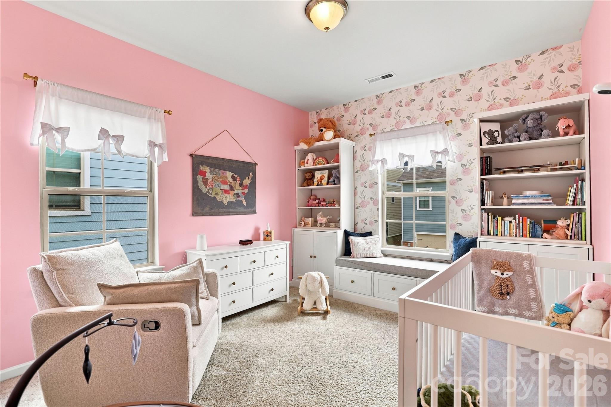 Built-in and window seat in this bedroom - 2327 Mount Harmony Ch Road, Matthews