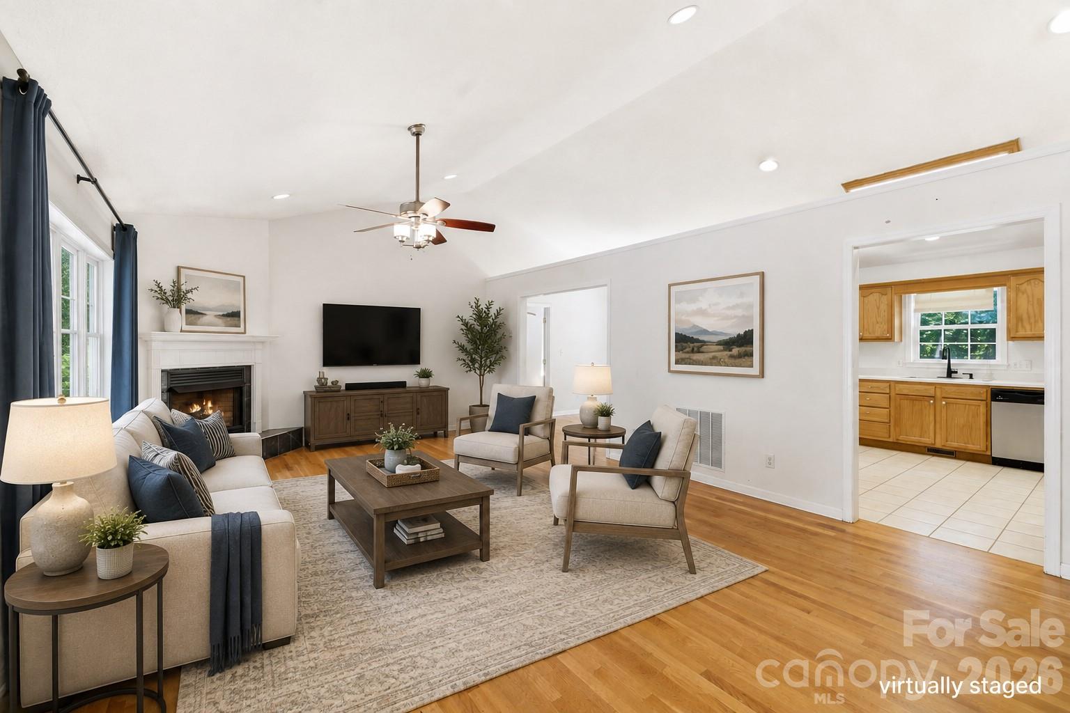 Family room - virtually staged - 62 Chickwood Trail, Weaverville