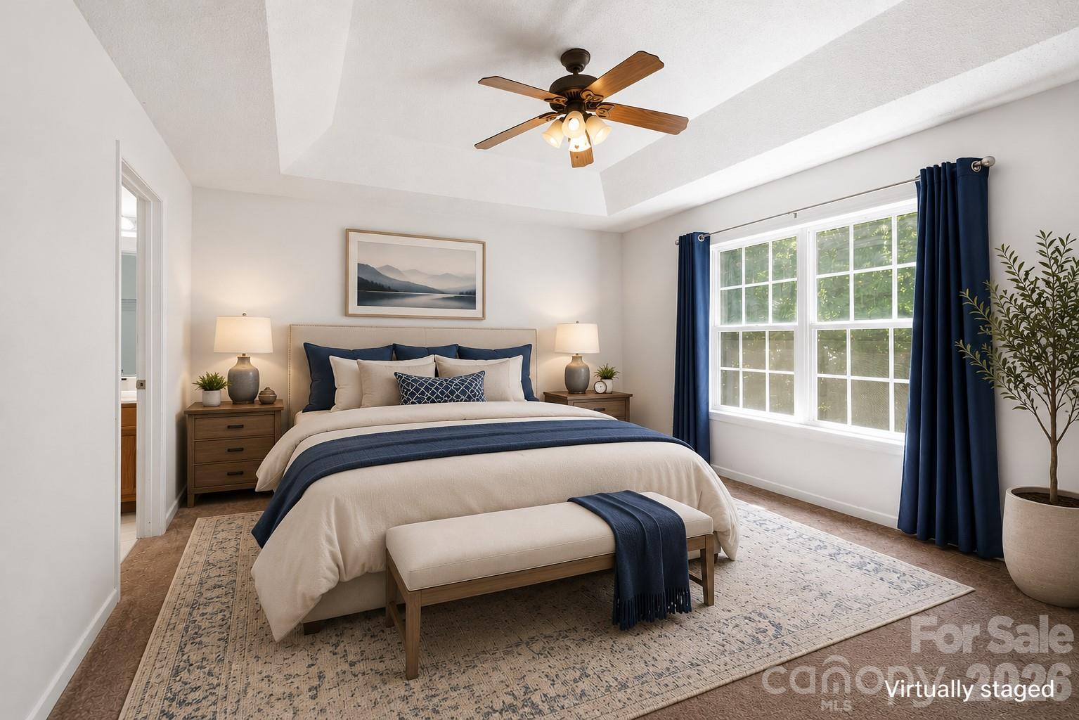 Primary bedroom - virtually staged - 62 Chickwood Trail, Weaverville