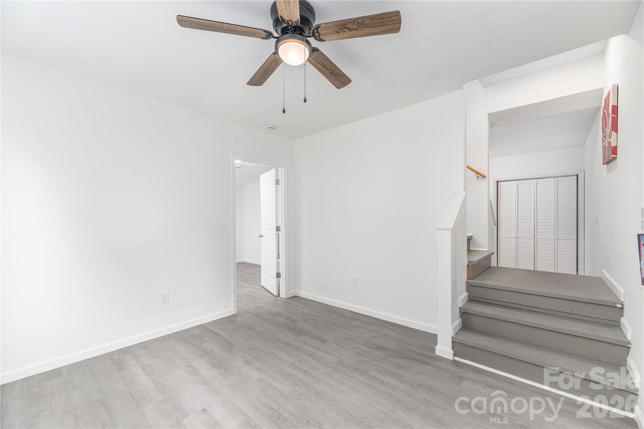 View of Lower Level from the Exterior Door - 5 Declan Drive, Weaverville