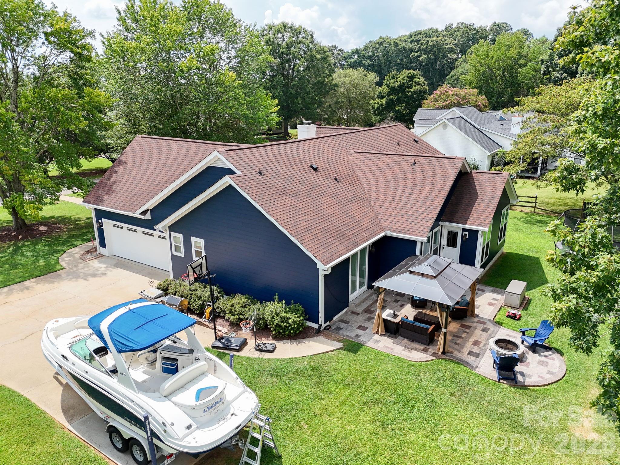 Aerial View – Backyard & Outdoor Living Areas - 106 Webbed Foot Road, Mooresville