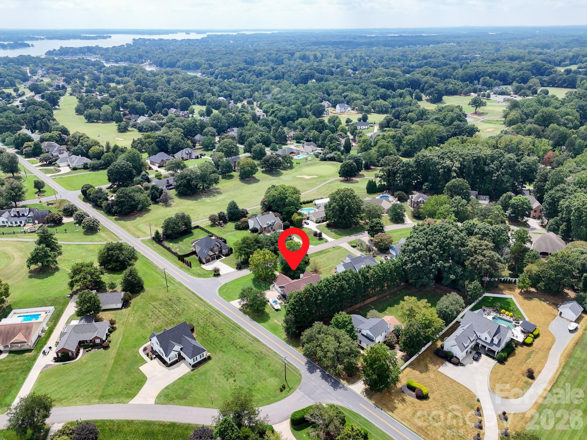 Aerial View – Home with Lake Norman Nearby - 106 Webbed Foot Road, Mooresville