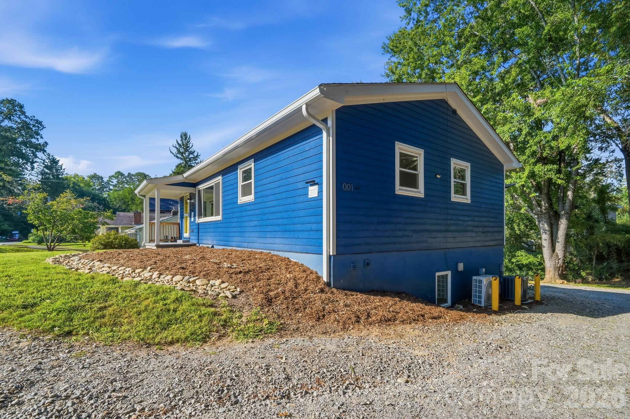 Driveway down to lower unit and large backyard - 77 Trotter Place, Asheville