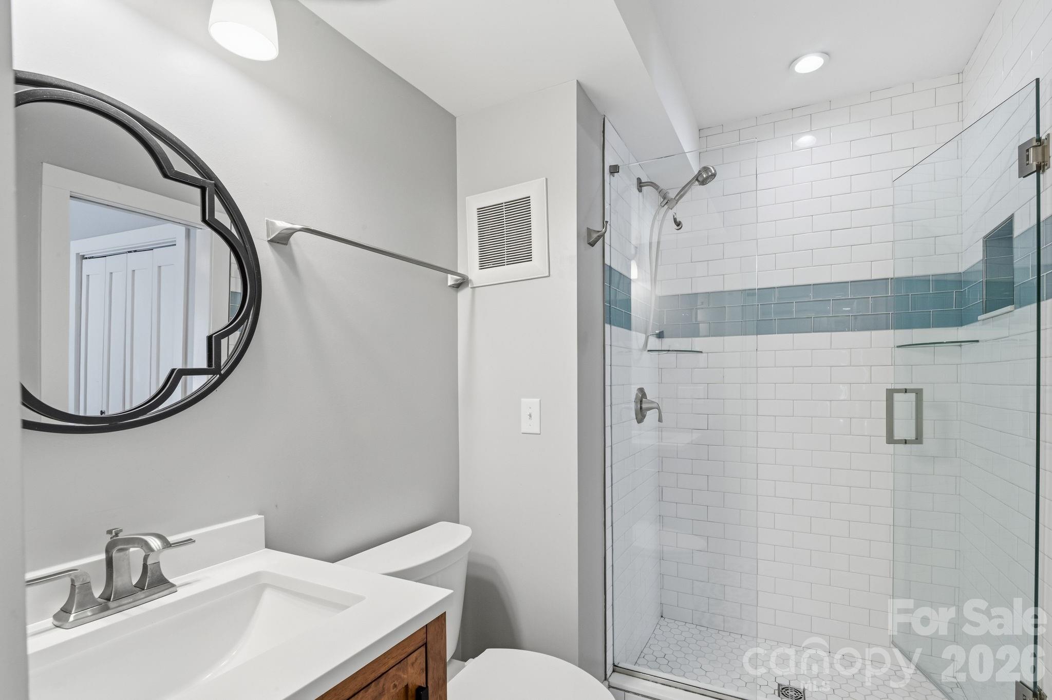 Primary Bathroom w/ walk in shower - 77 Trotter Place, Asheville