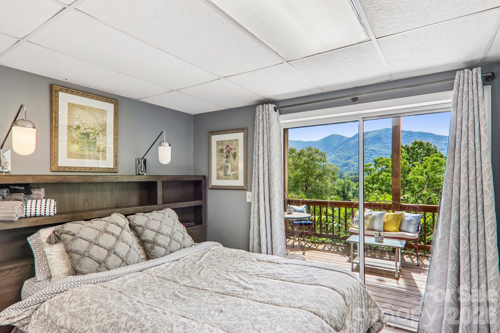 Light-filled lower bedroom with mountain views! - 169 Highview Drive, Maggie Valley