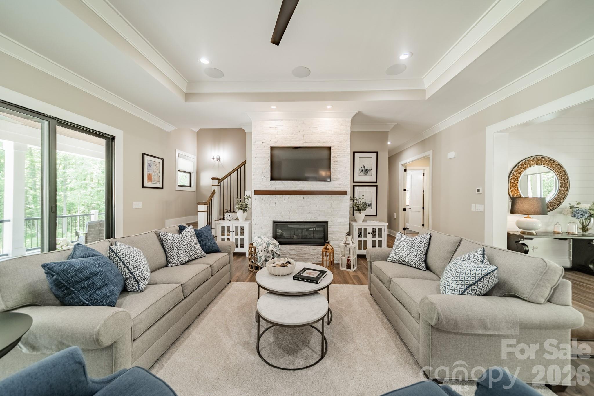 Quartz-Faced Gas Fireplace - 1725 Turtlewood Drive, Waxhaw