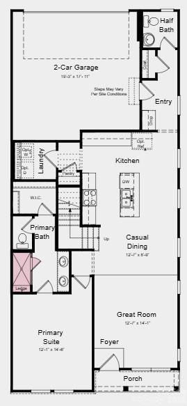 Main Level Floor Plan - Additional Highlights Include: 30" profile slide-in gas range and quick tread with painted riser - 8717 Miles Gap Road, Indian Land
