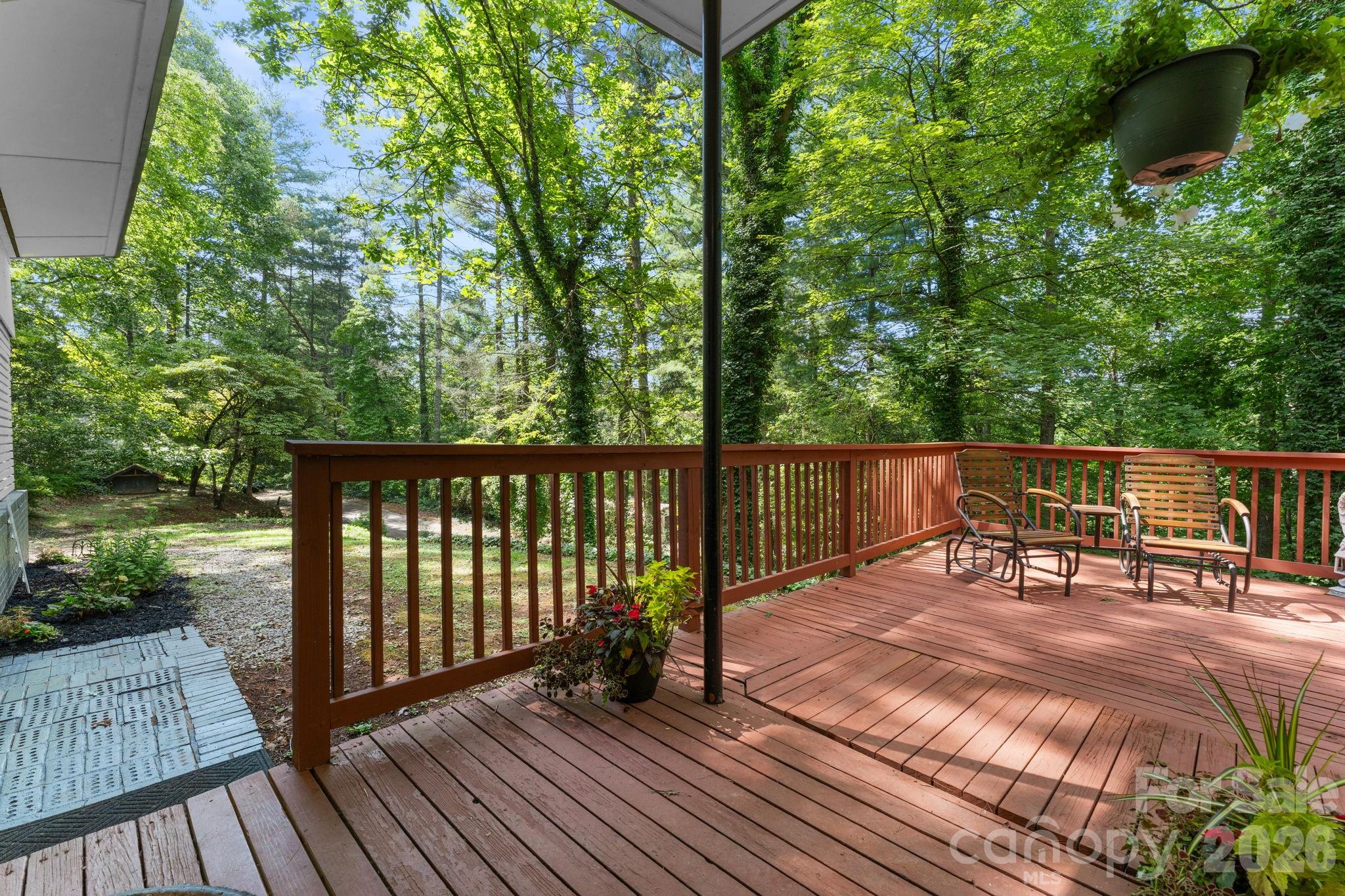 View from the Front Deck toward parking area - 103 Riverwood Drive, Sylva