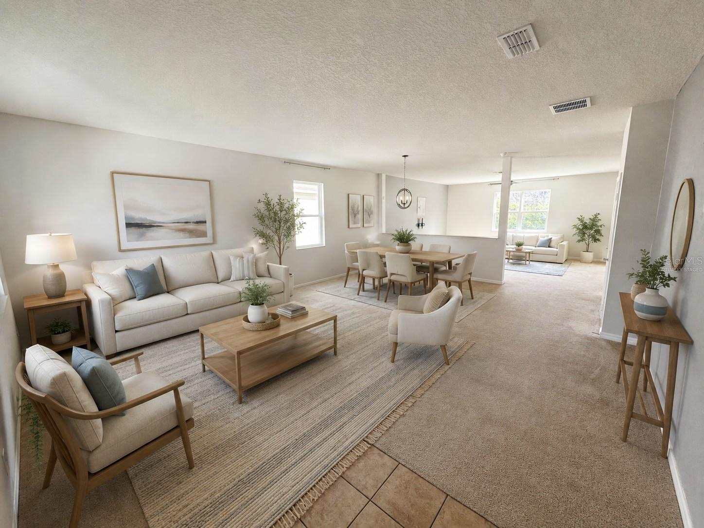 virtually staged / living room & dinning room - 2936 BOATING BLVD, KISSIMMEE
