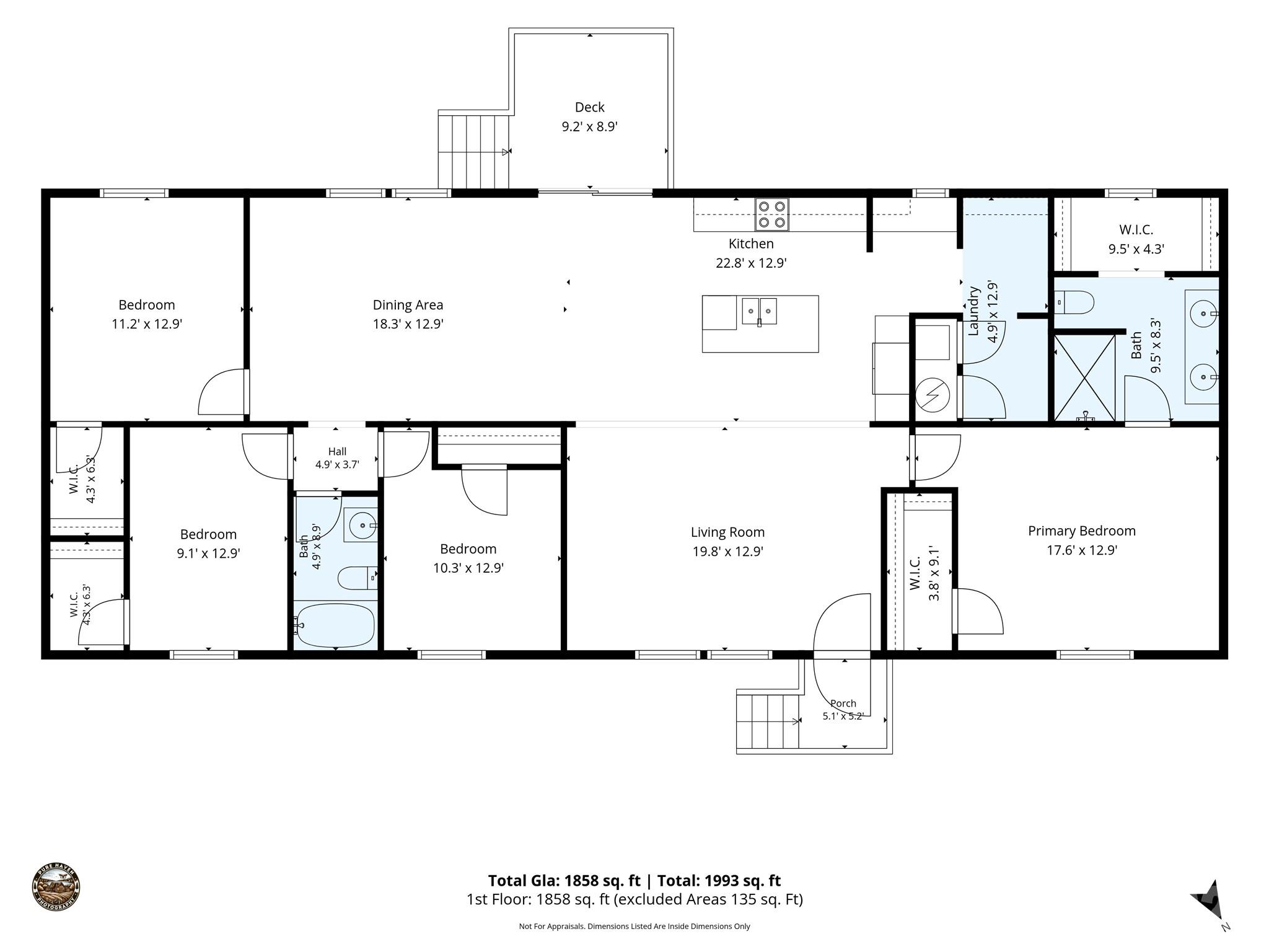FLOOR PLAN WITH INTERIOR DIMENSIONS - 2617 Hudlow Road, Forest City