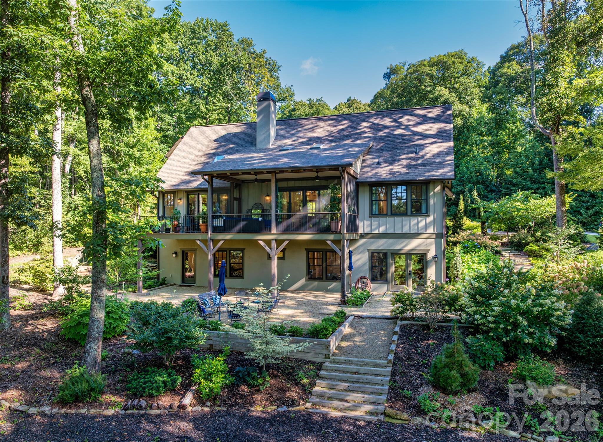 Rear garden paths and patio - 442 Autumn Sky Drive, Hendersonville