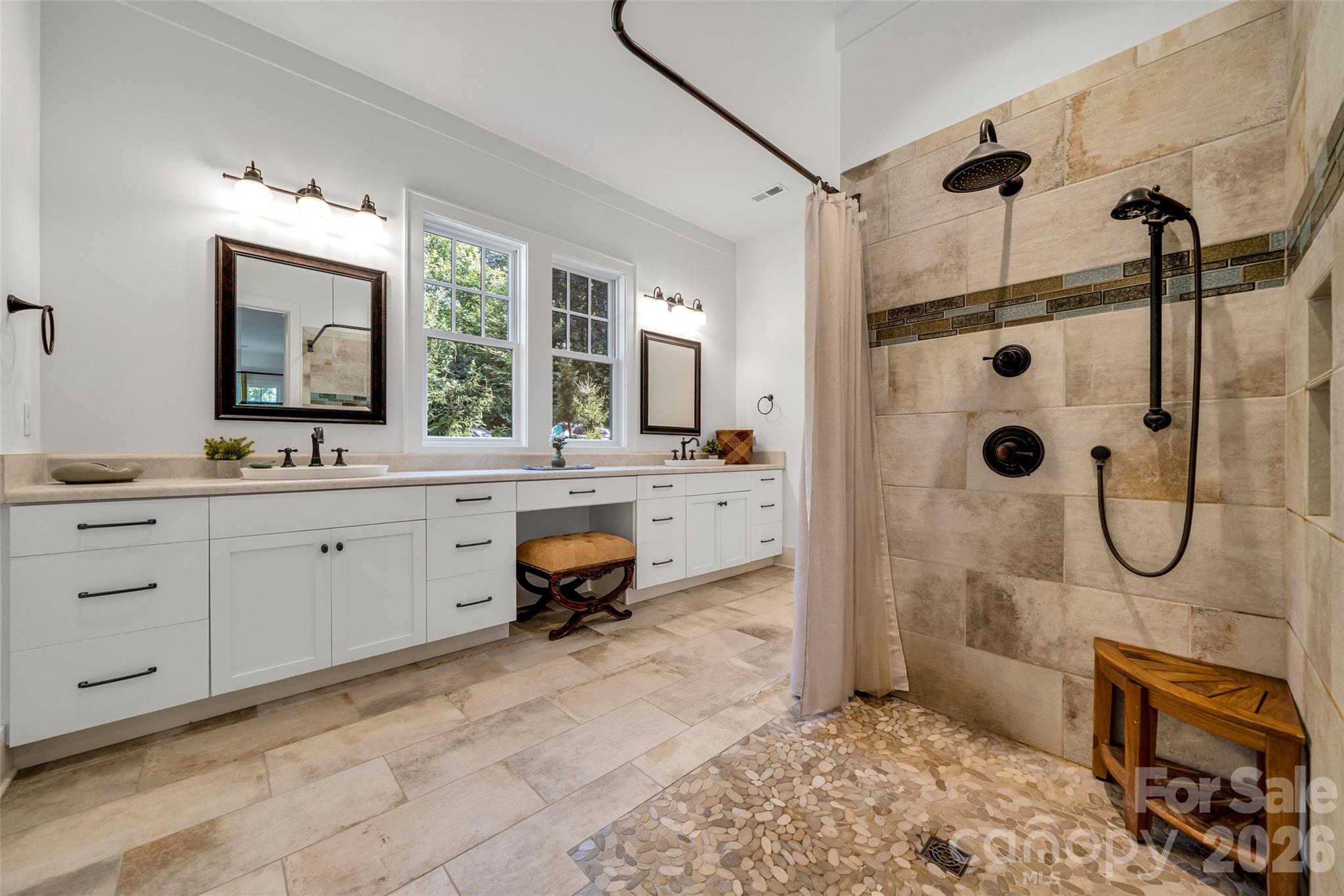 Primary bath with walk in shower - 442 Autumn Sky Drive, Hendersonville