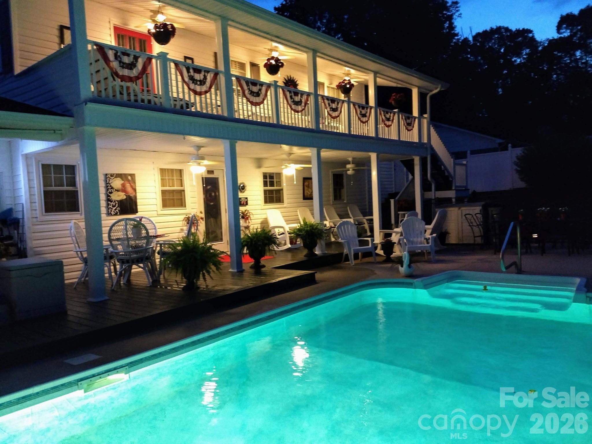 Pool Area at Night - 84 Portcrest Heights, Marion