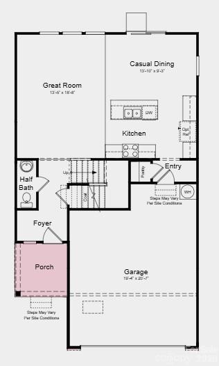 First Floor Plan - Additional Highlights Include: trash roll out in place of standard cabinets - 308 Fincastle Glen Road, Shelby