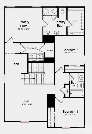 Second Floor Plan - Additional Highlights Include: trash roll out in place of standard cabinets - 308 Fincastle Glen Road, Shelby