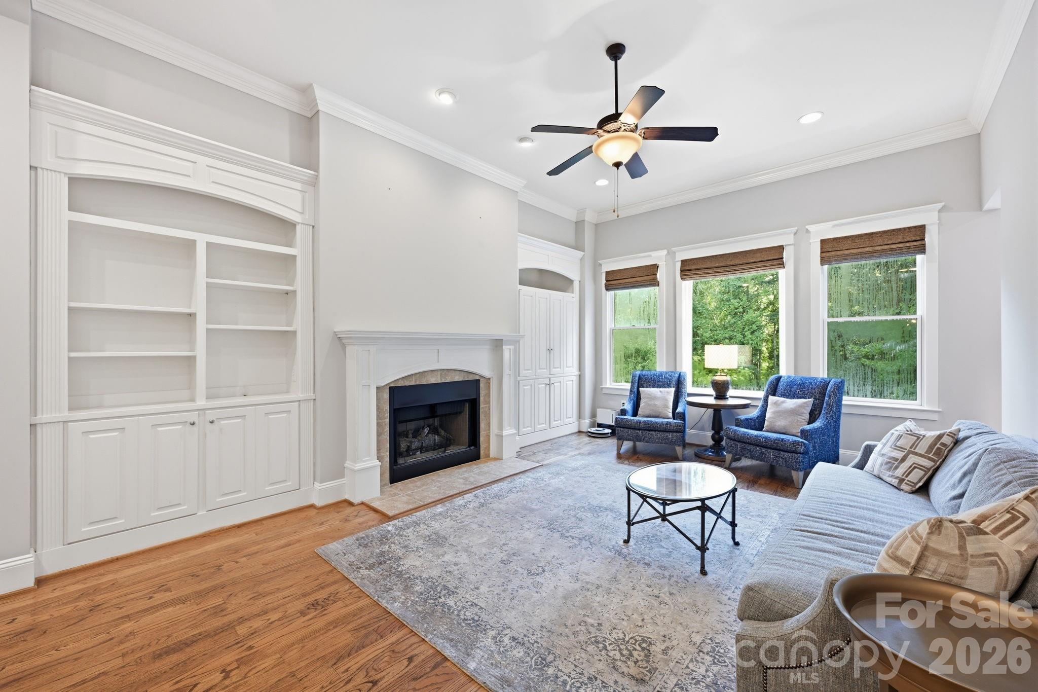 Gas Log Fireplace and Built-Ins - 121 E Callicutt Trail, Mooresville