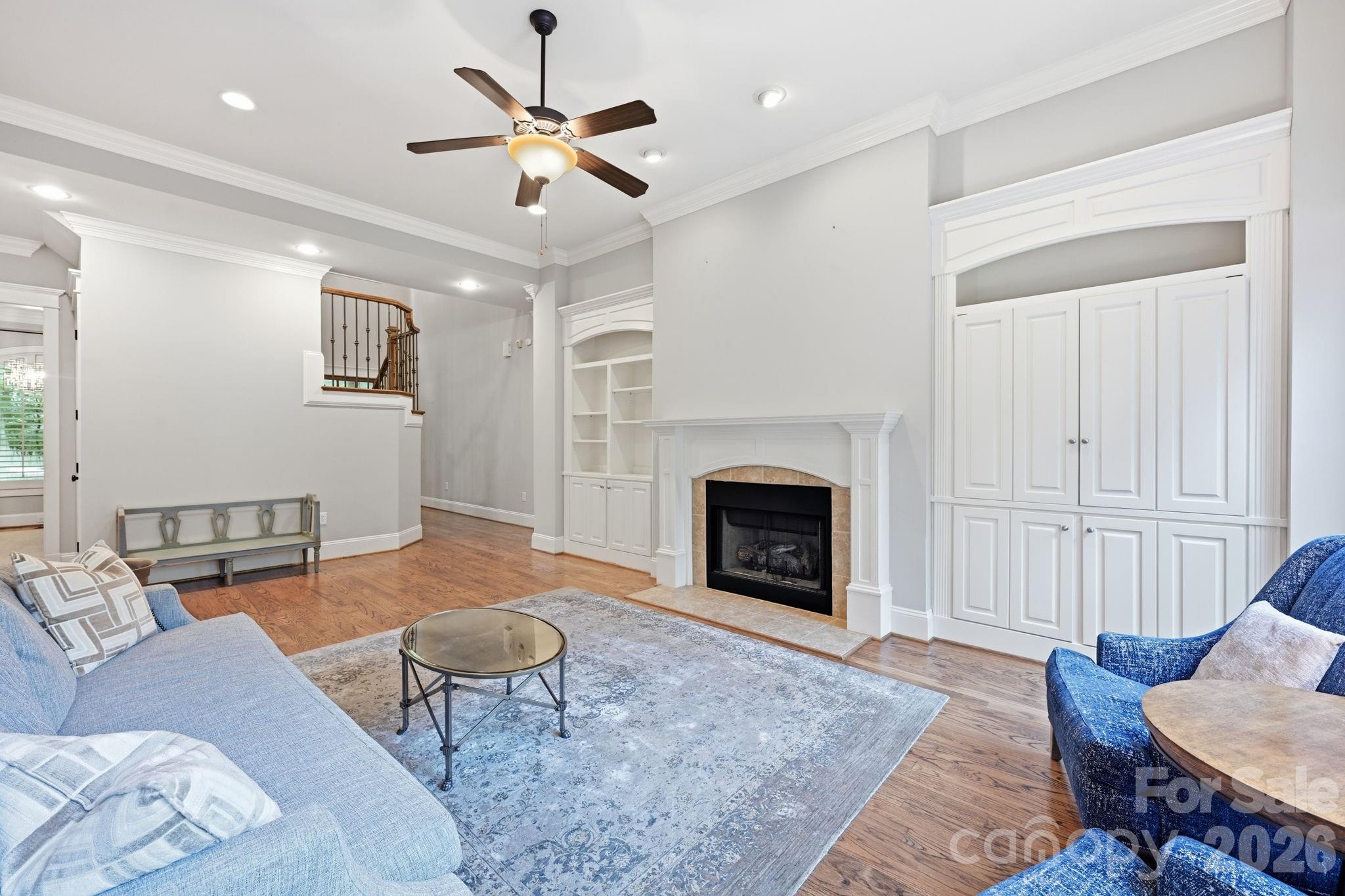 Living Room with Built-Ins - 121 E Callicutt Trail, Mooresville