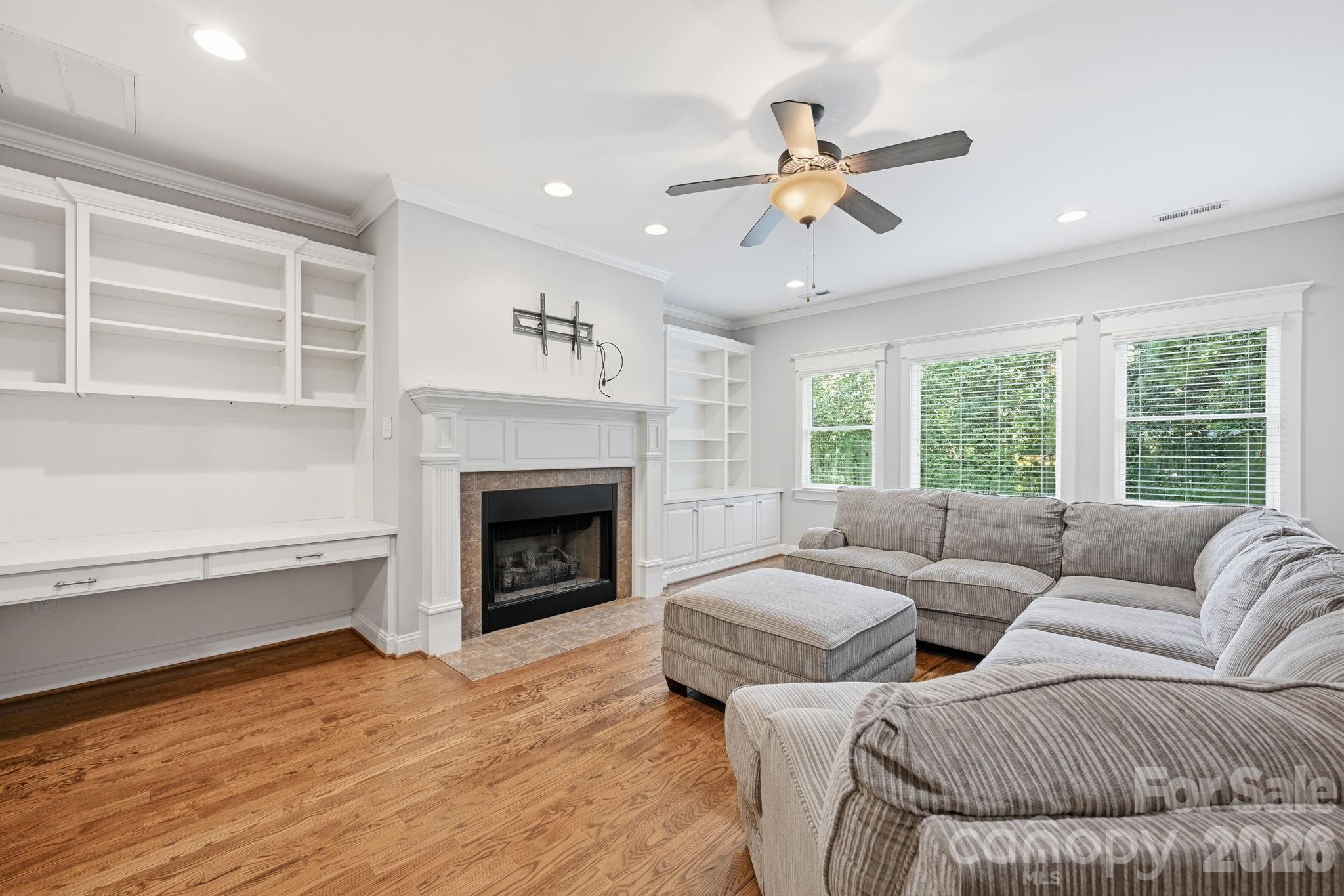 Study/Office with Built-Ins and Gas Log Fireplace - 121 E Callicutt Trail, Mooresville