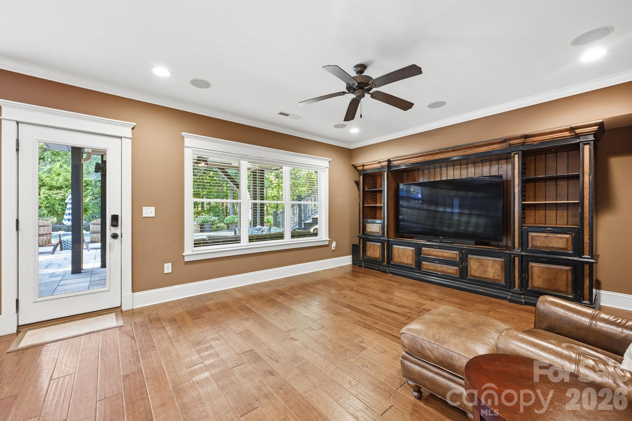 Media Room with Built-Ins - 121 E Callicutt Trail, Mooresville
