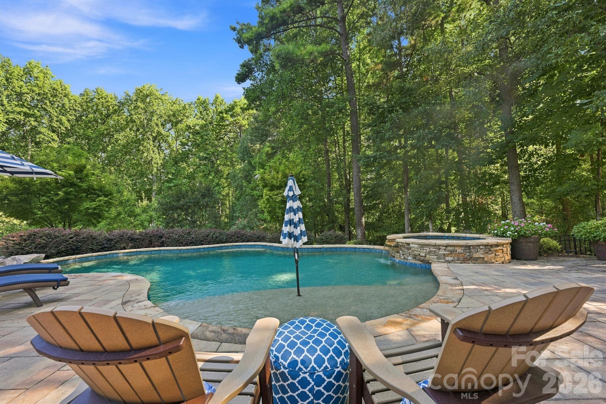 Pool with Spa in Private Backyard - 121 E Callicutt Trail, Mooresville