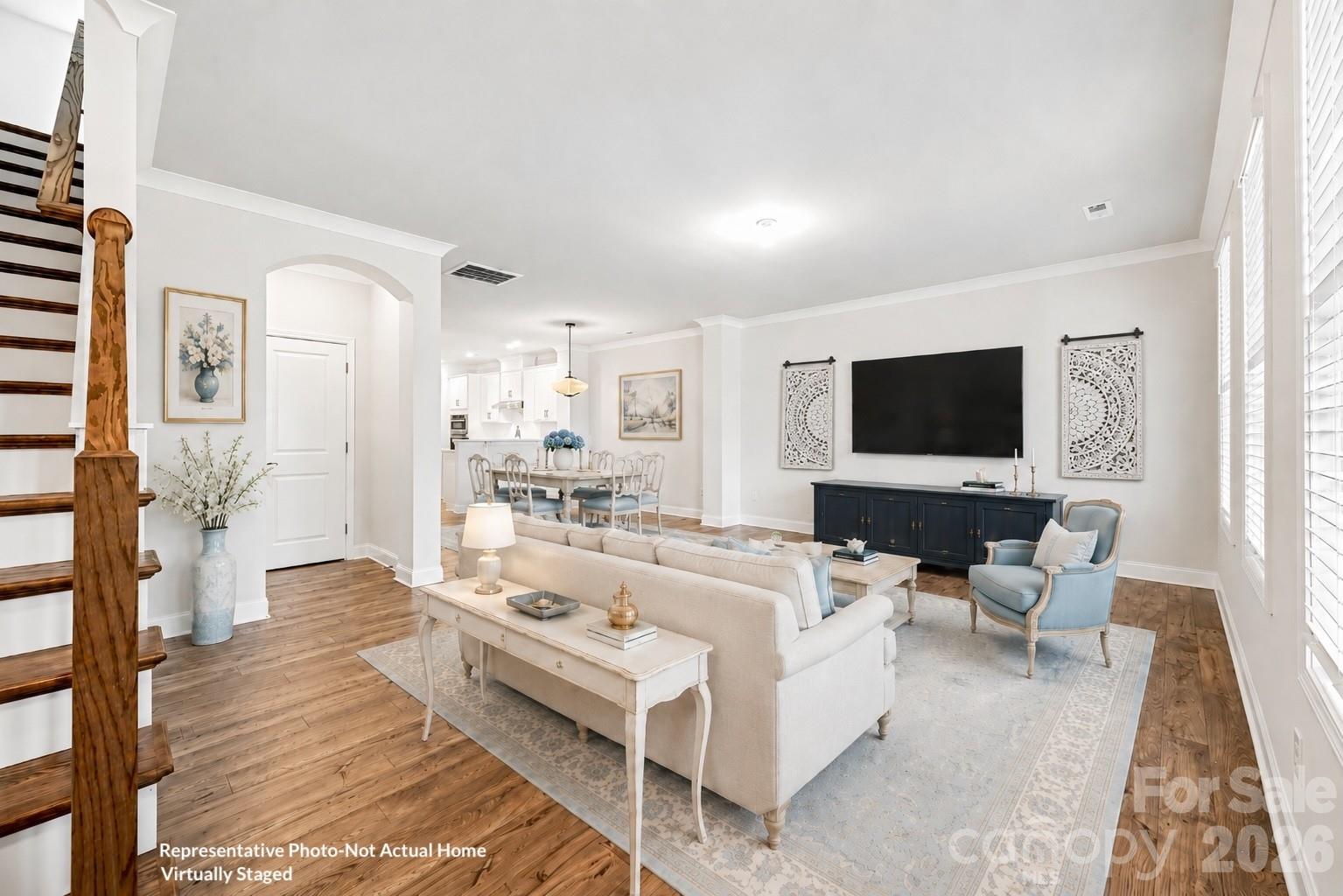 Living to Kitchen-Virtually Staged-Bordeaux - 10231 Rainier Trail Drive NW, Huntersville